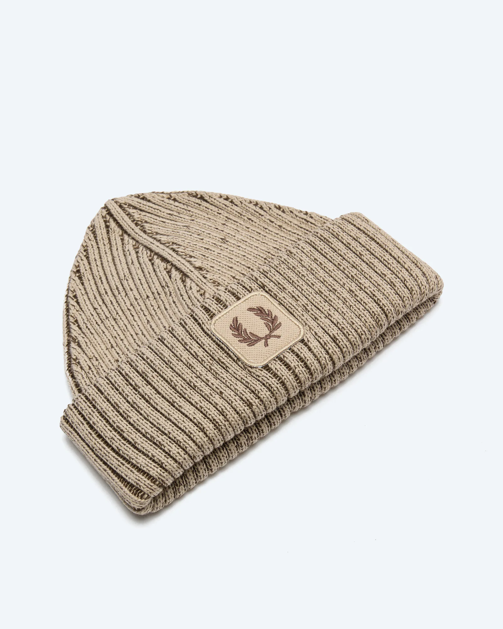 Fred Perry Cotton Ribbed Beanie Warm Oat/Burned Tobbaco