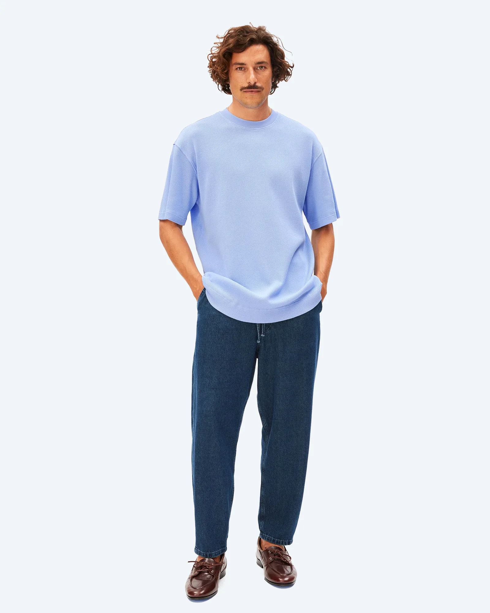 ARMEDANGELS MAARKOS Waffle T-Shirt Wedgwood