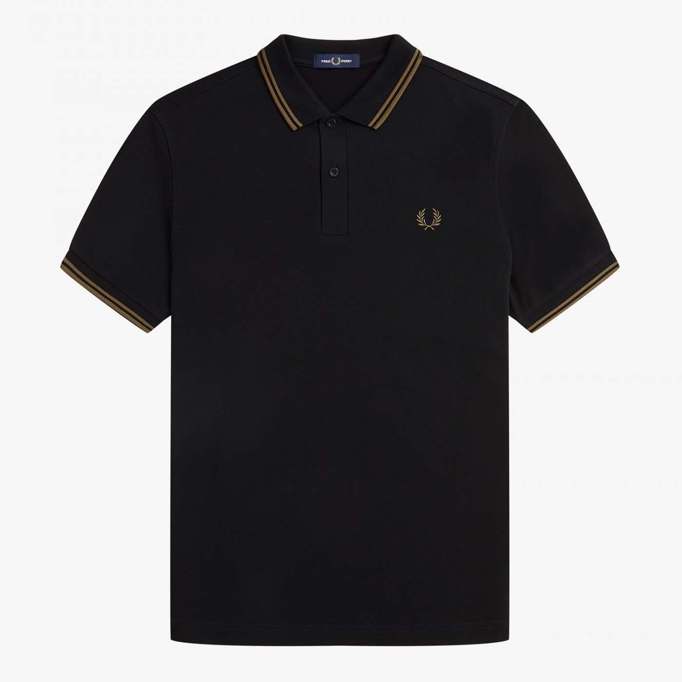 Fred Perry Poloshirt mit Doppelstreifen Black/Shaded Stone