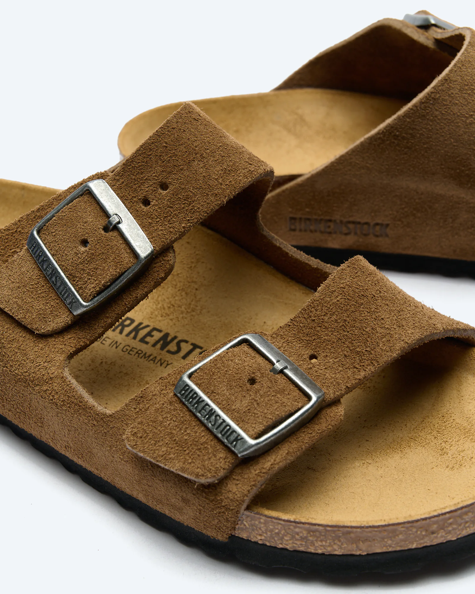 Arizona Suede Leather Sandals Narrow Dark Tea