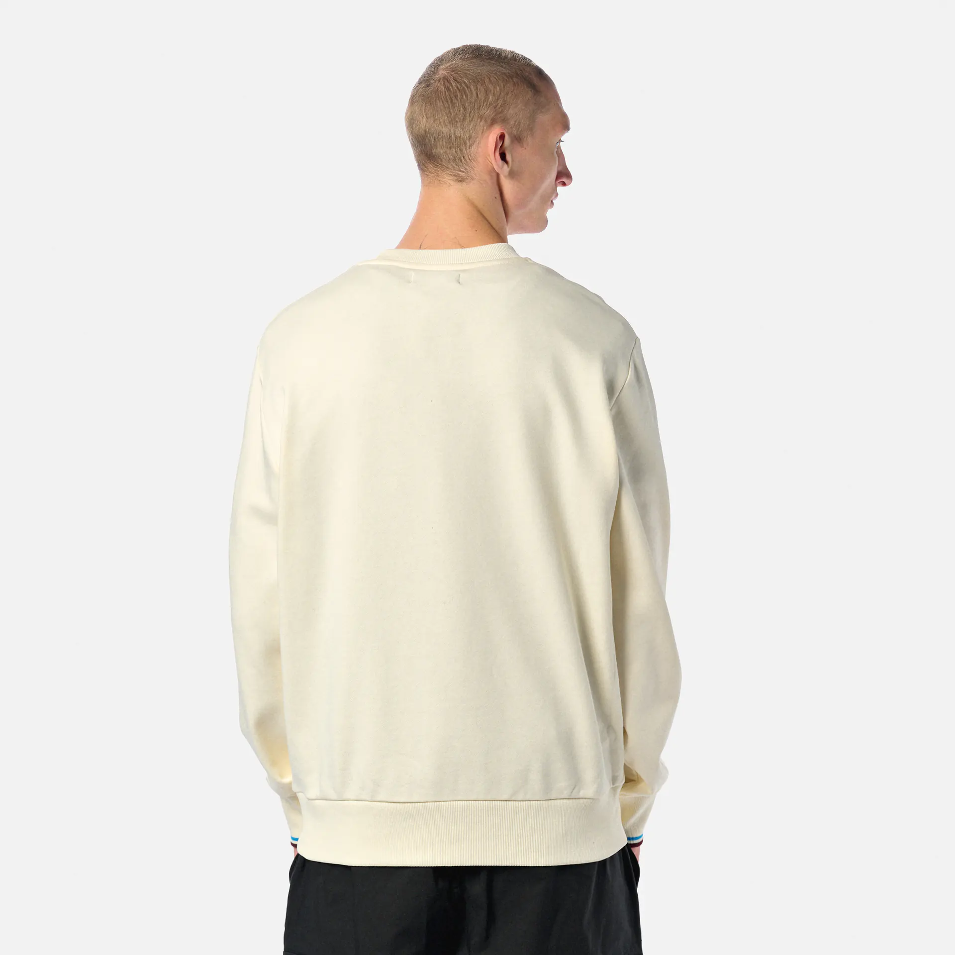 Fred Perry Crew Neck Sweatshirt Ecru/Court Blue/Oxblood
