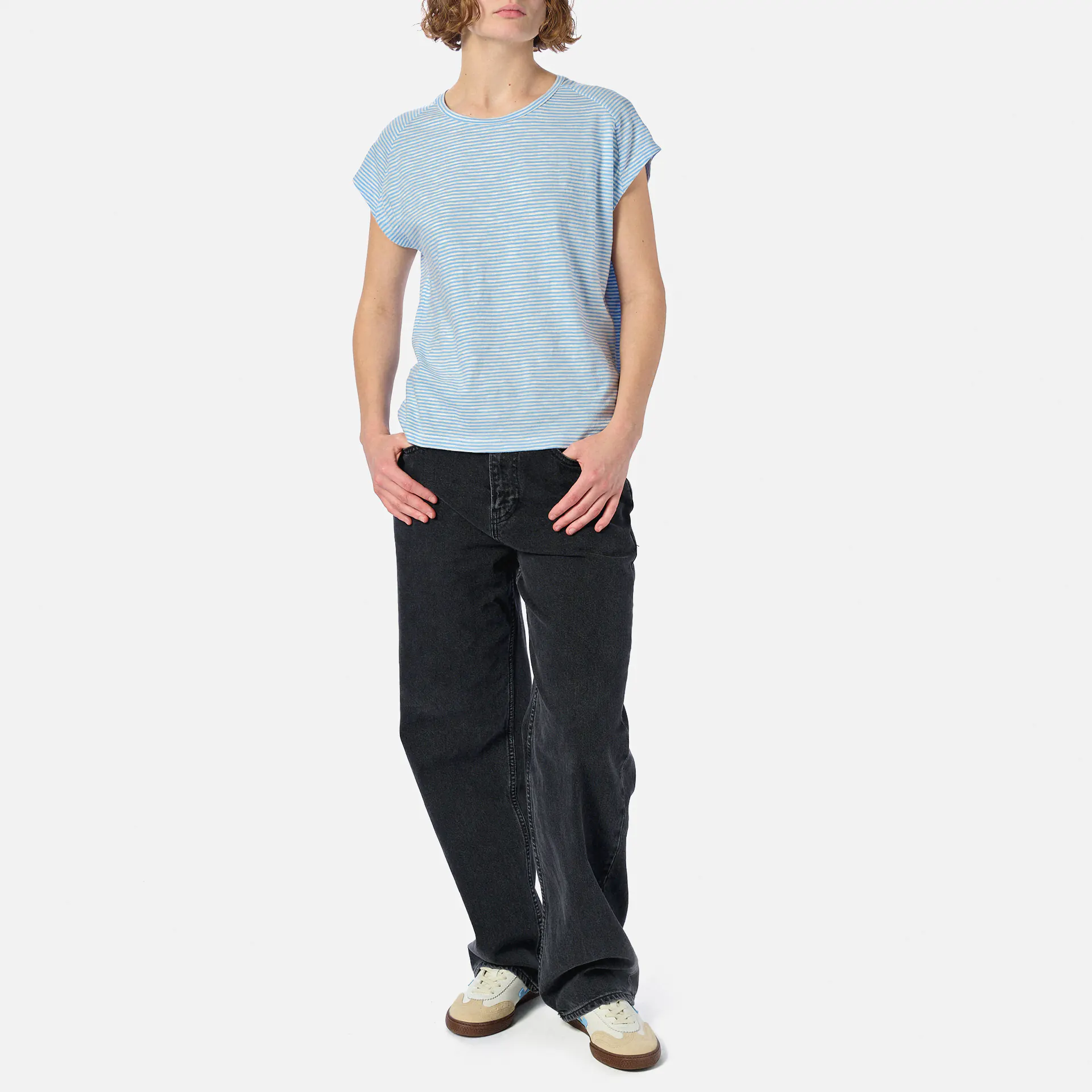 ARMEDANGELS ONELIAA LOVELY STRIPES T-Shirt Oatmilk/Silky Blue