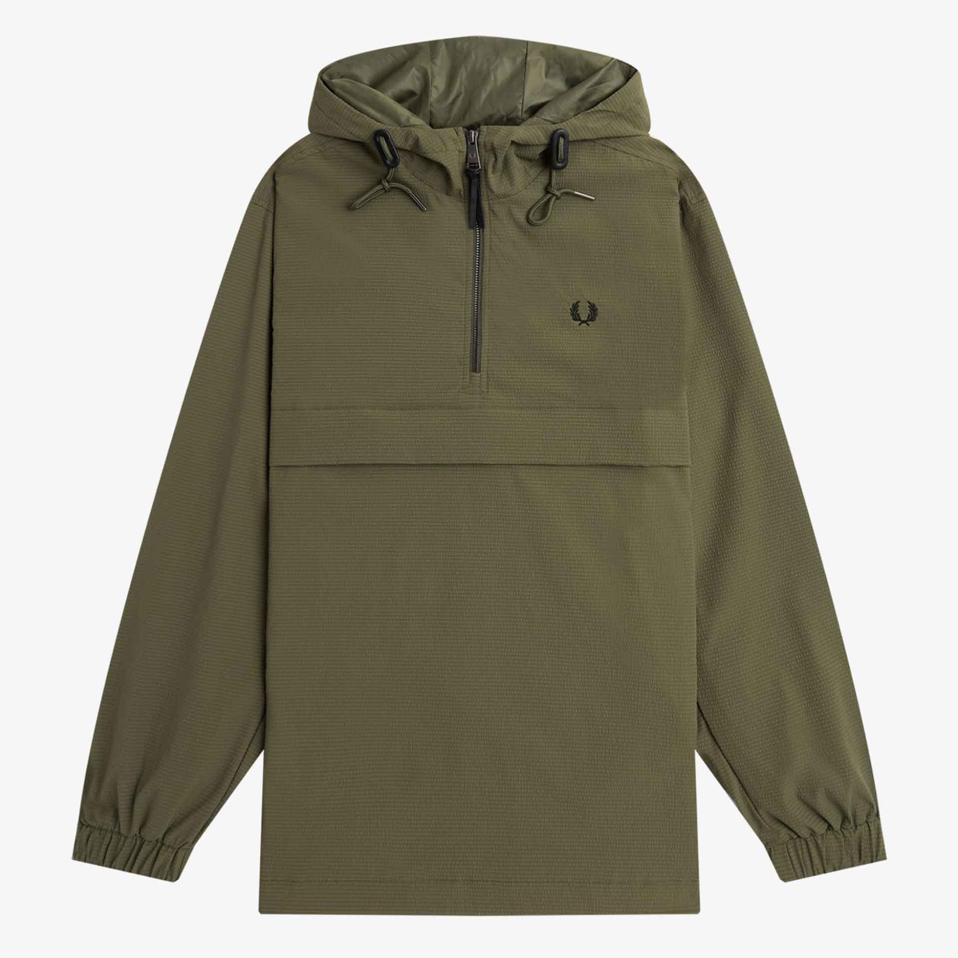 Fred Perry Seersucker Half Zip Jacket Uniform Green