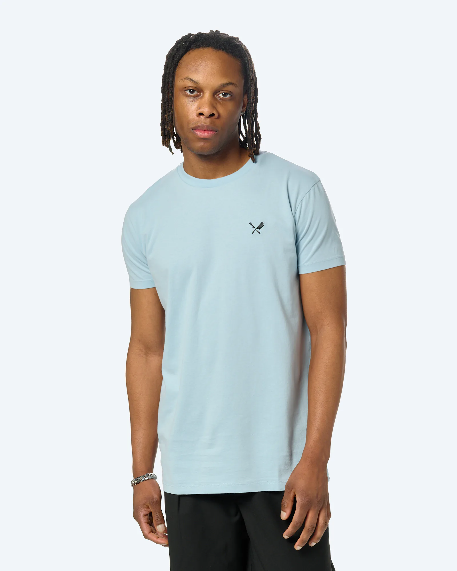 Distorted People Classic Crew Neck Peached T-Shirt Celestial Blue