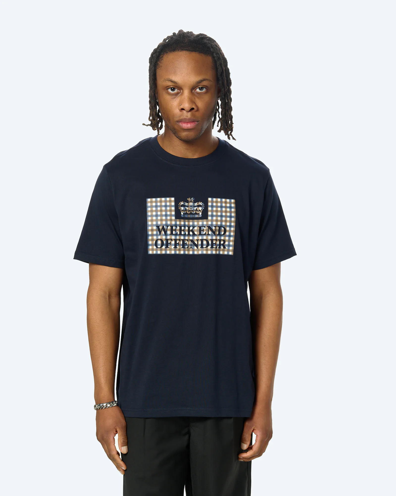 Weekend Offender Shevchenko Mid House Check Prison T-Shirt Dark Blue