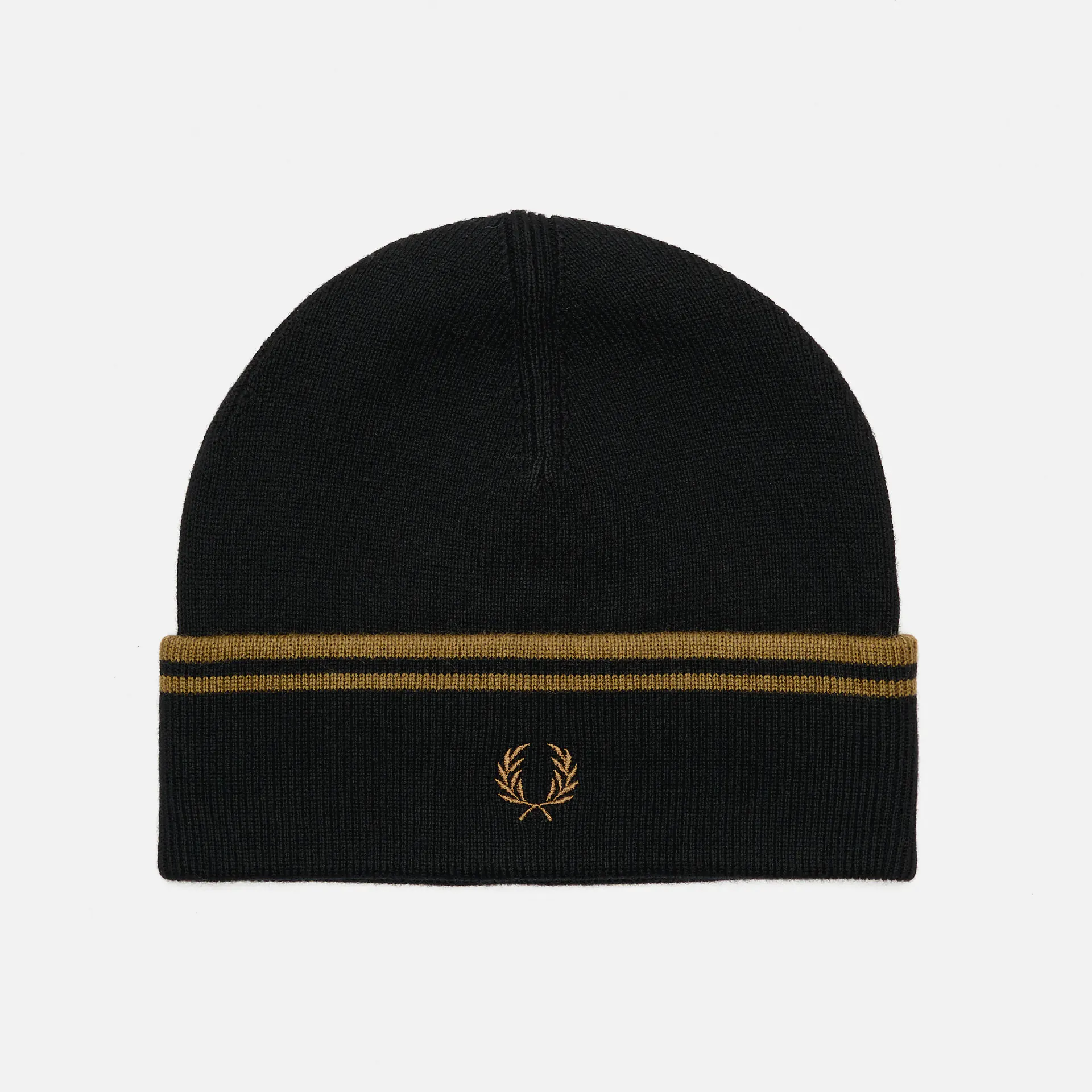 Fred Perry Twin Tipped Merino Wool Beanie Black/Shaded Stone