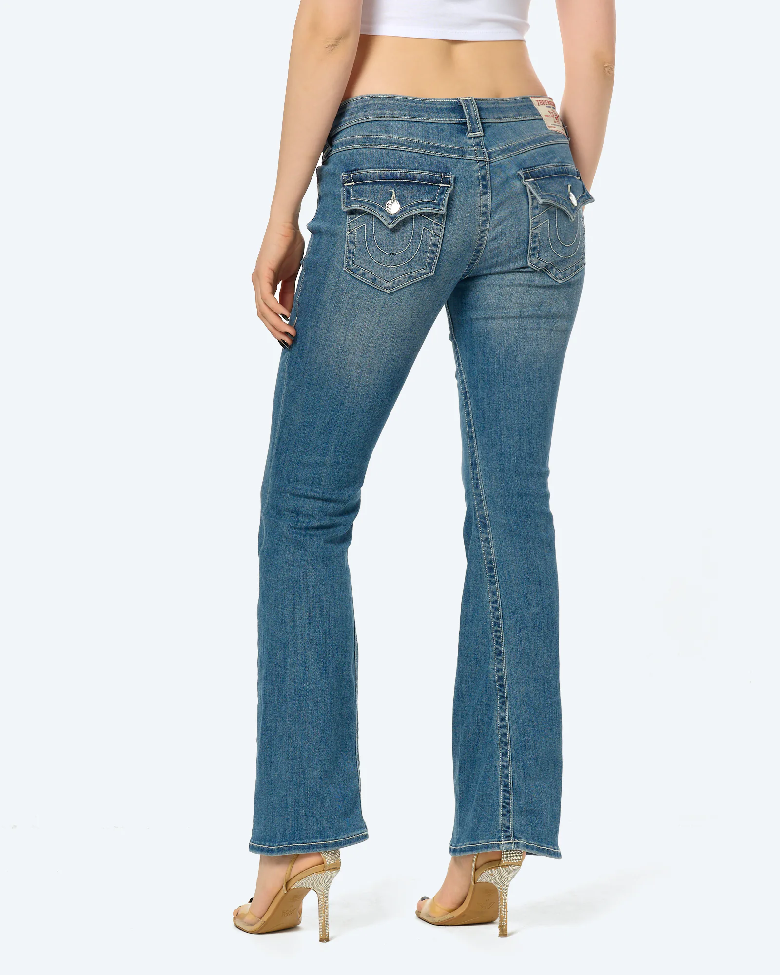 True Religion JOEY Low Rise Flare Flap Jeans Arabella