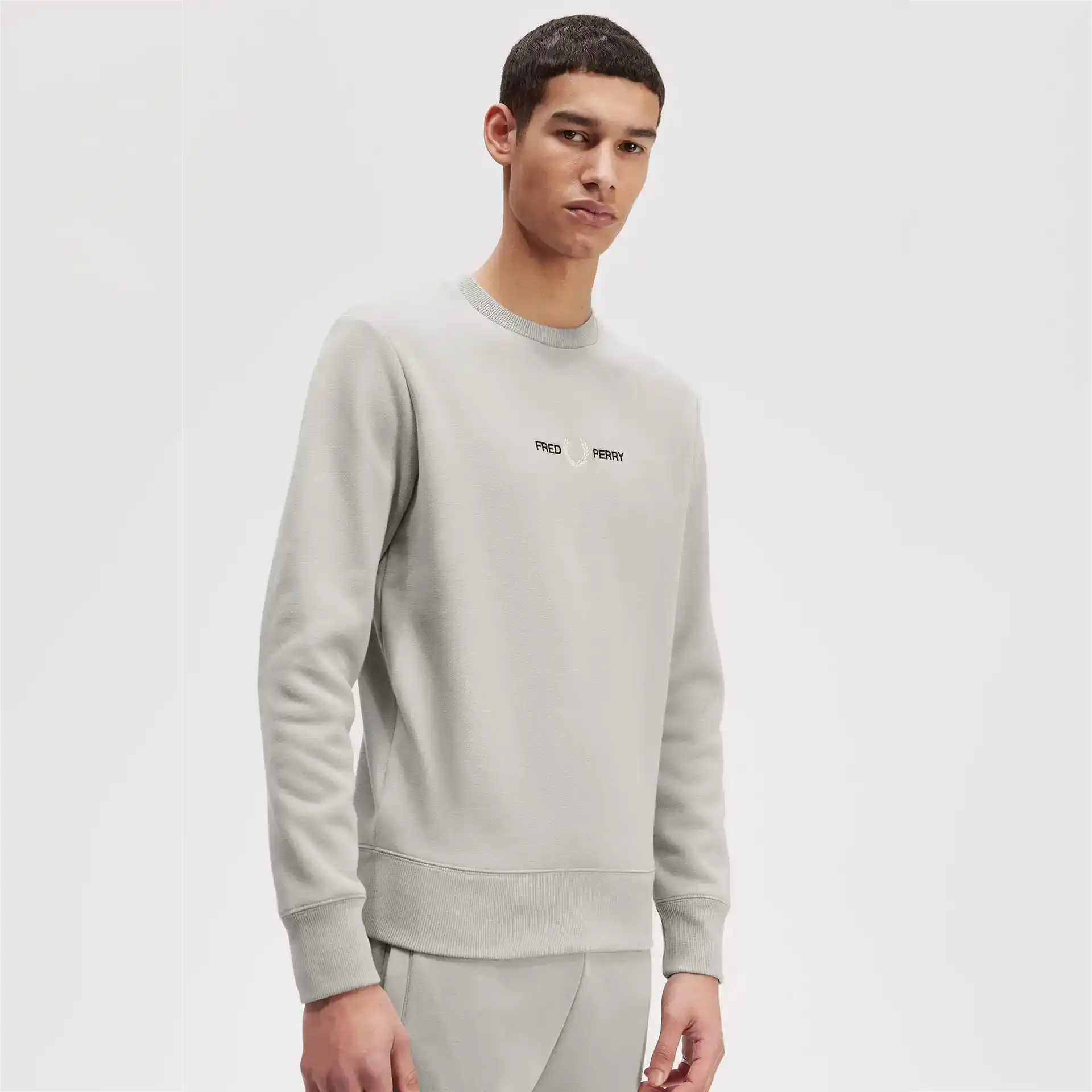 Fred Perry Embroidered Sweatshirt Limestone