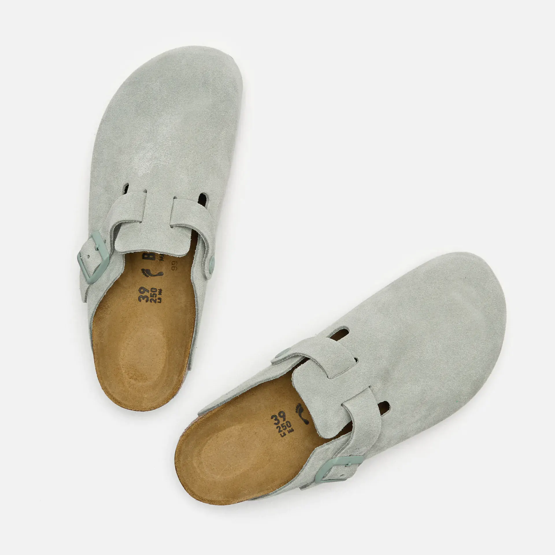 Birkenstock Boston Suede Leather Regular Sandals Pure Sage