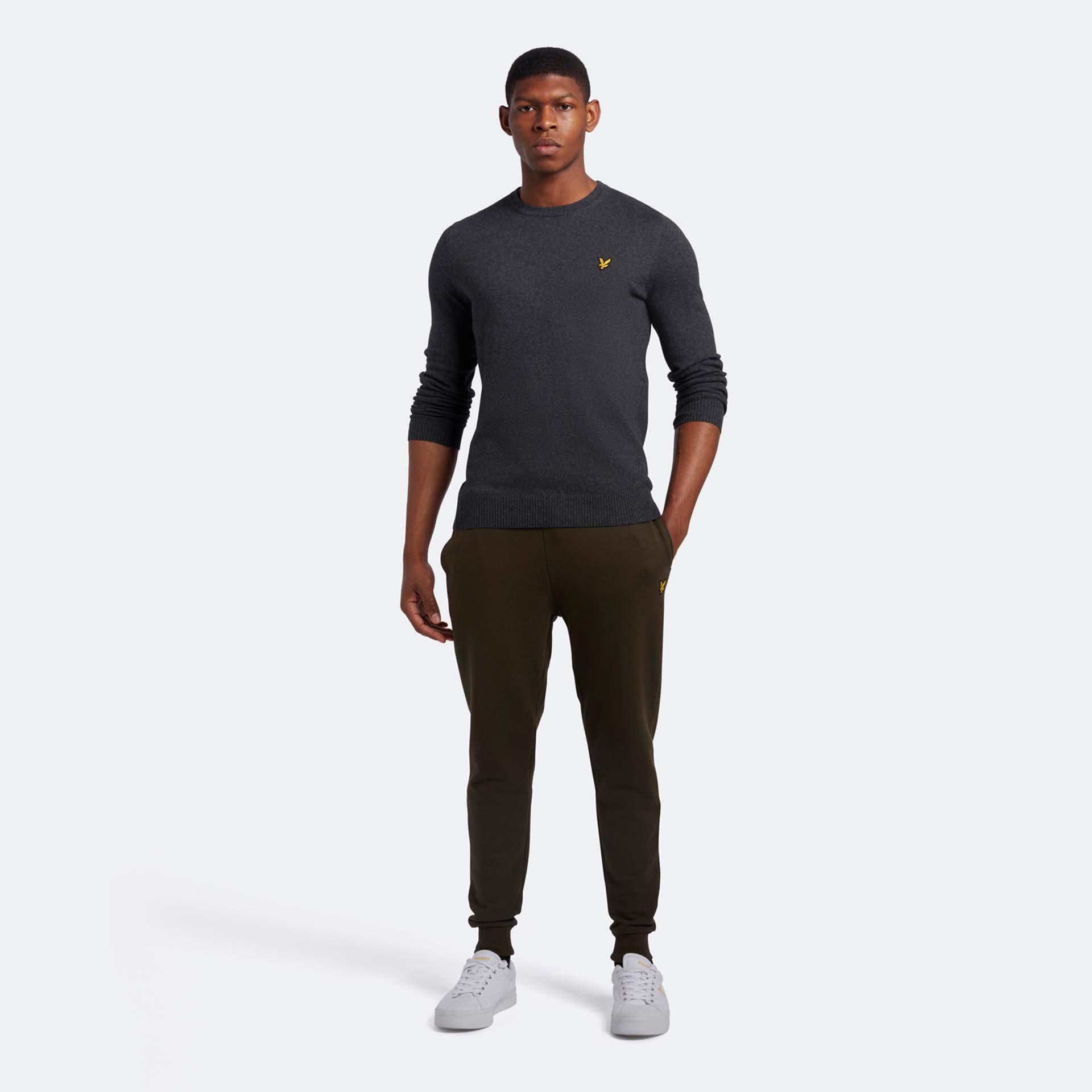 Lyle & Scott Crew Neck Cotton Merino Charcoal Marl