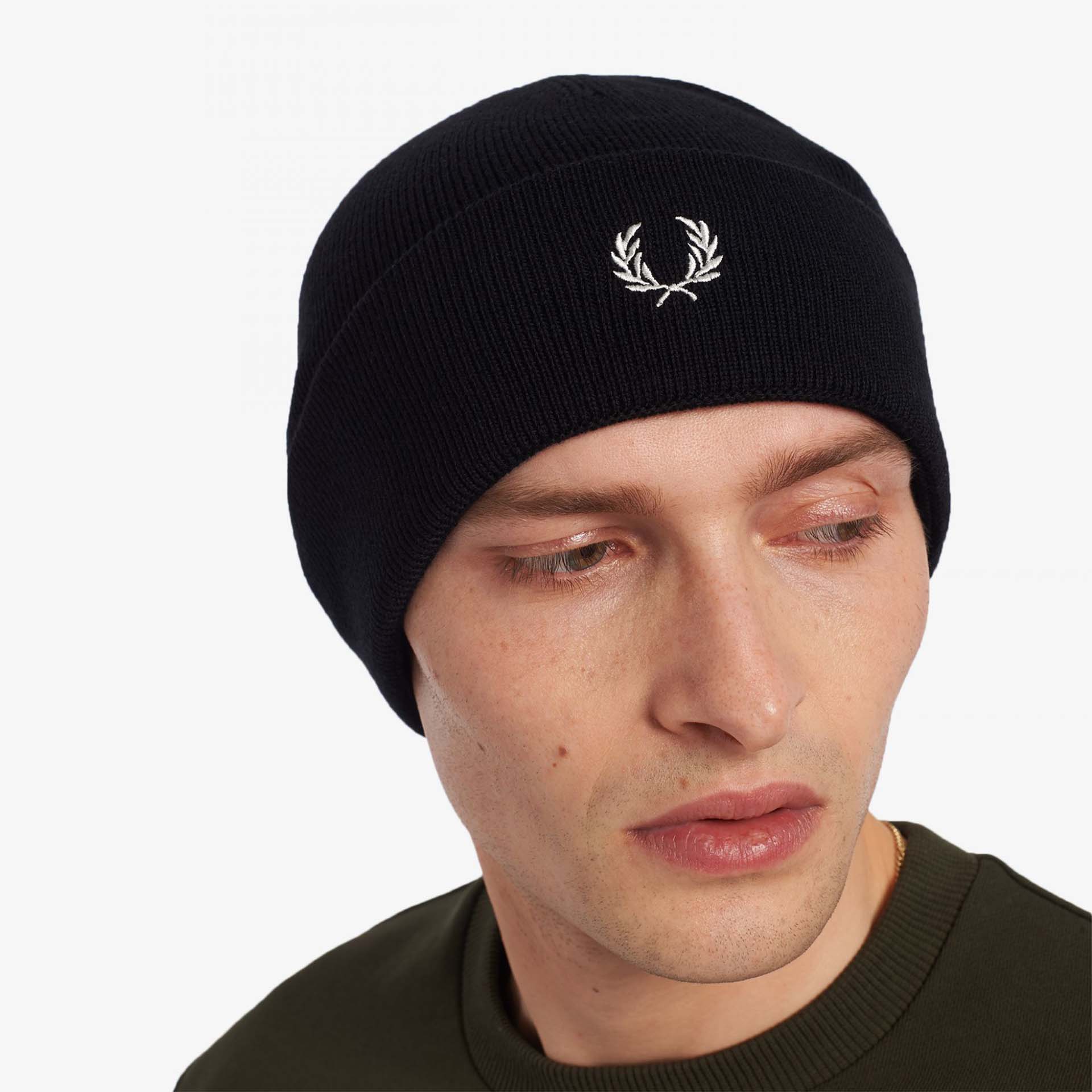 Fred Perry Merino Wool Beanie Black