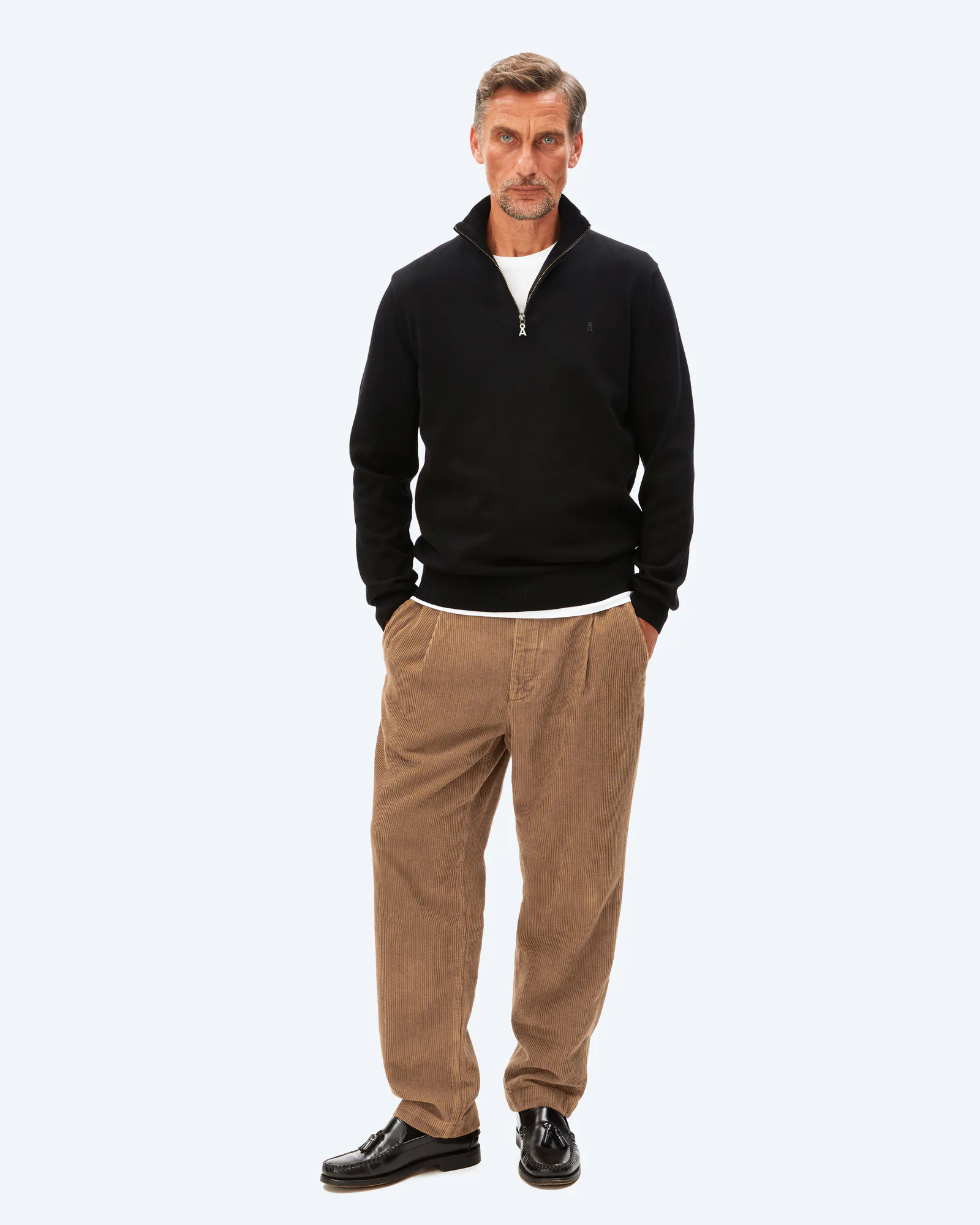 Faabes Half Zip Knit Sweater Black