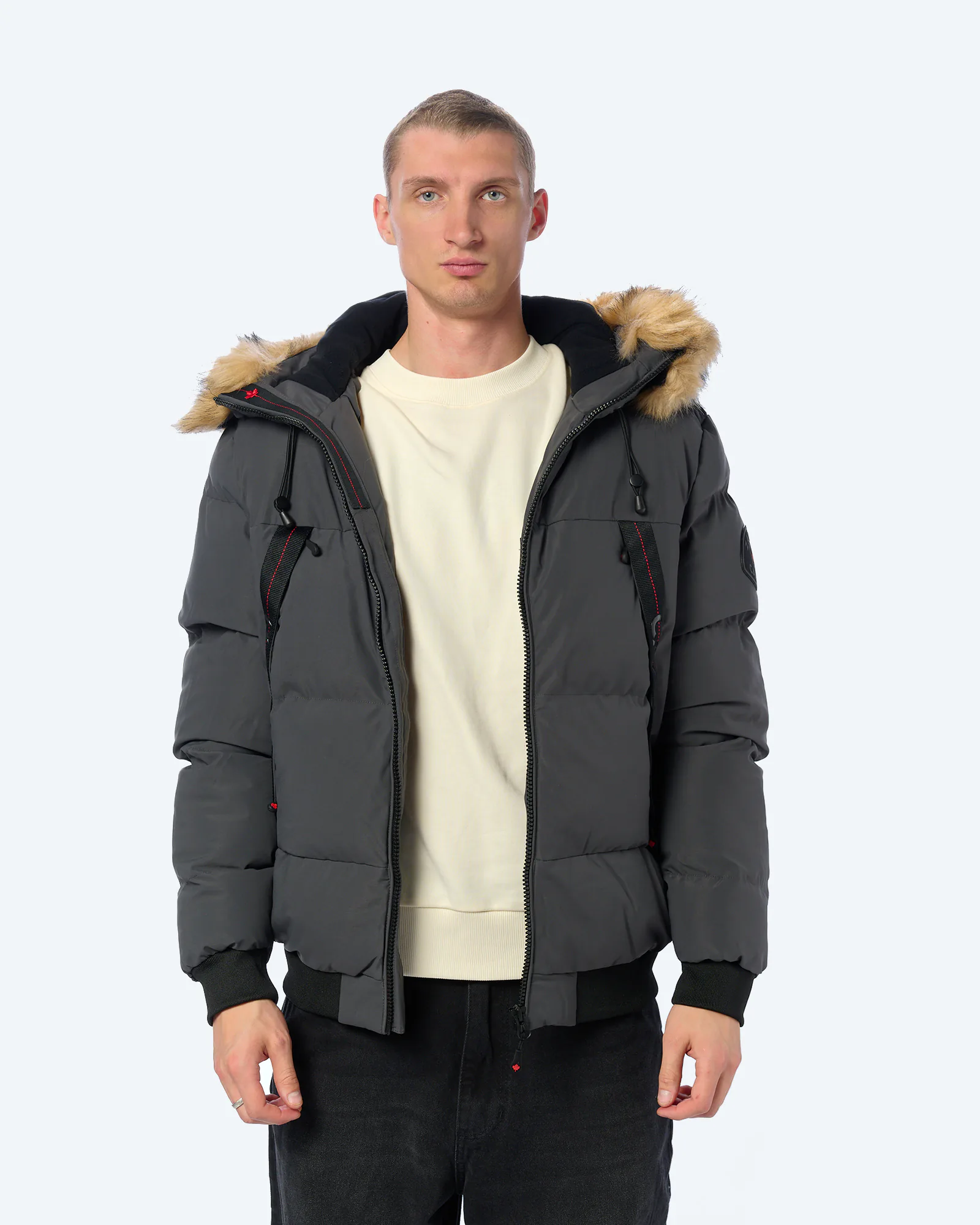 Zavetti Canada Navax Hooded Bomber Jacket Asphalt