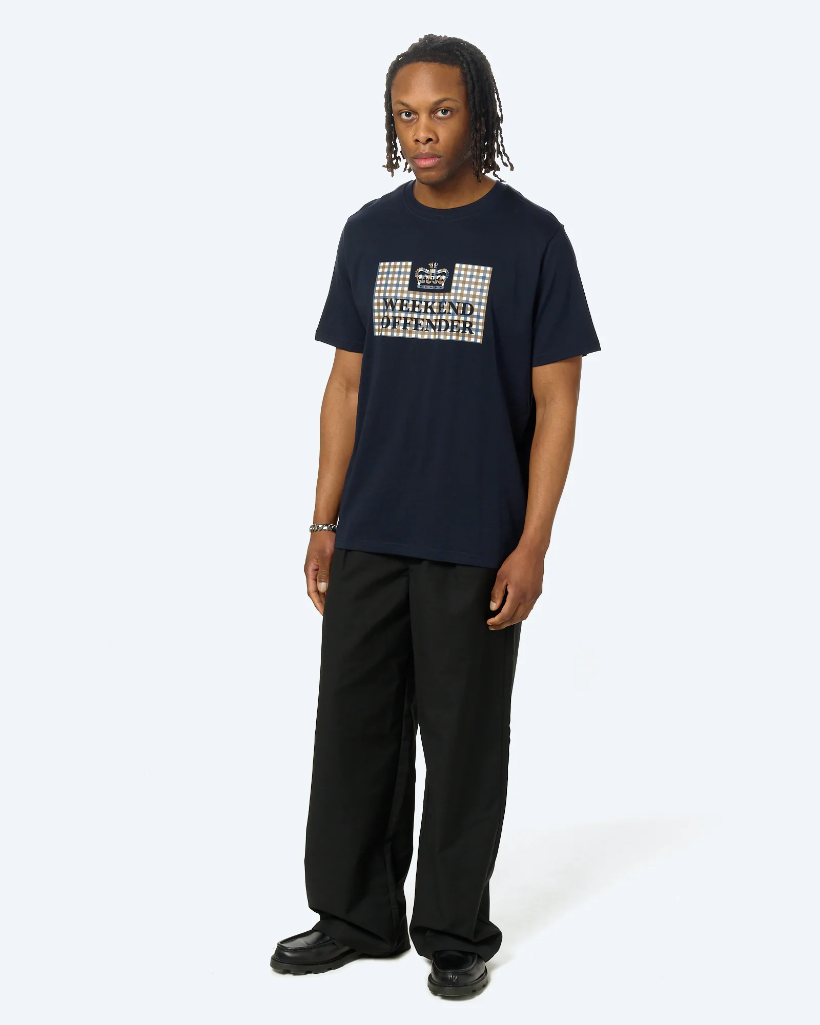 Weekend Offender Shevchenko Mid House Check Prison T-Shirt Dark Blue