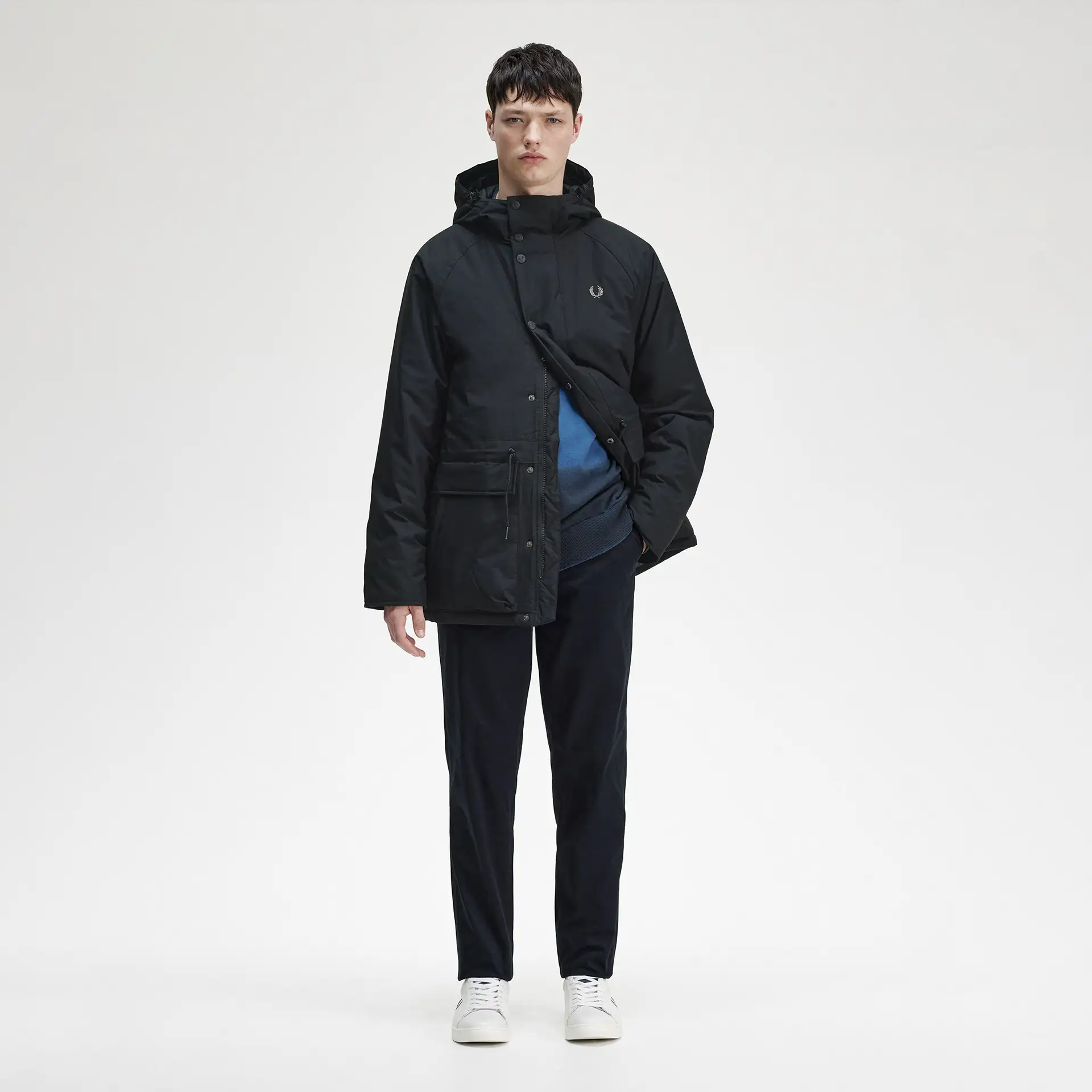 Fred Perry Padded Zip Through Jacket Black