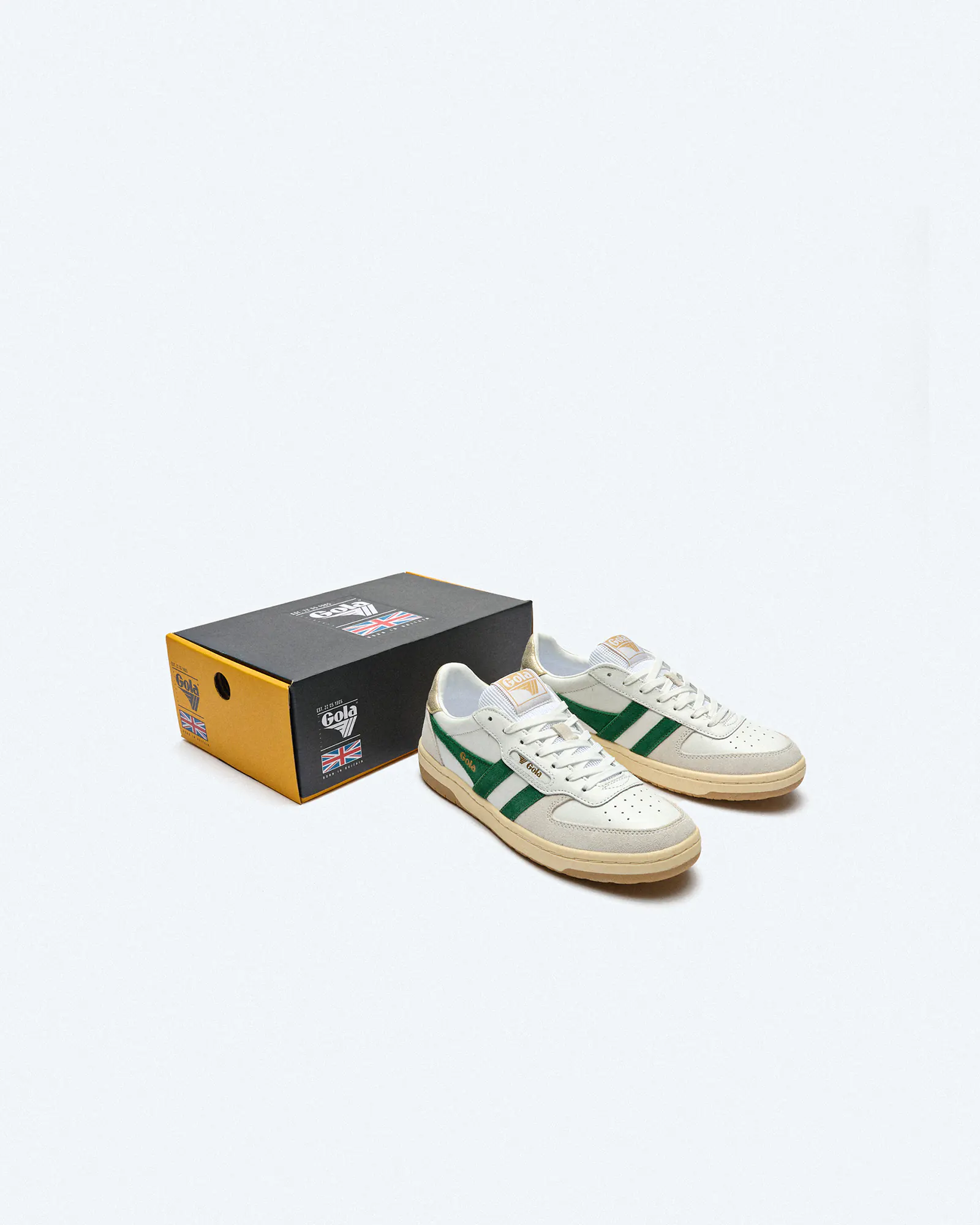 Gola Hawk Sneaker White/Dark Green/Gold  Gola Hawk Sneaker White/Dark Green/Gold