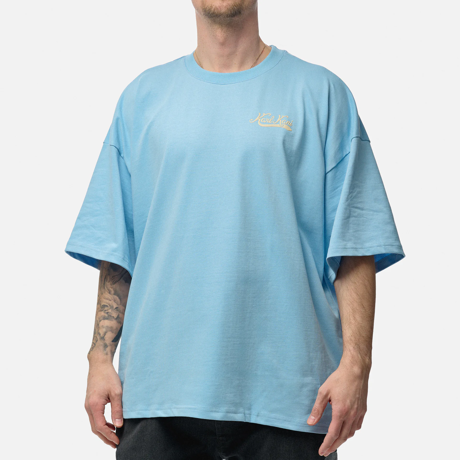 Karl Kani Woven Signature Heavy Jersey Boxy Diner T-Shirt Light Blue