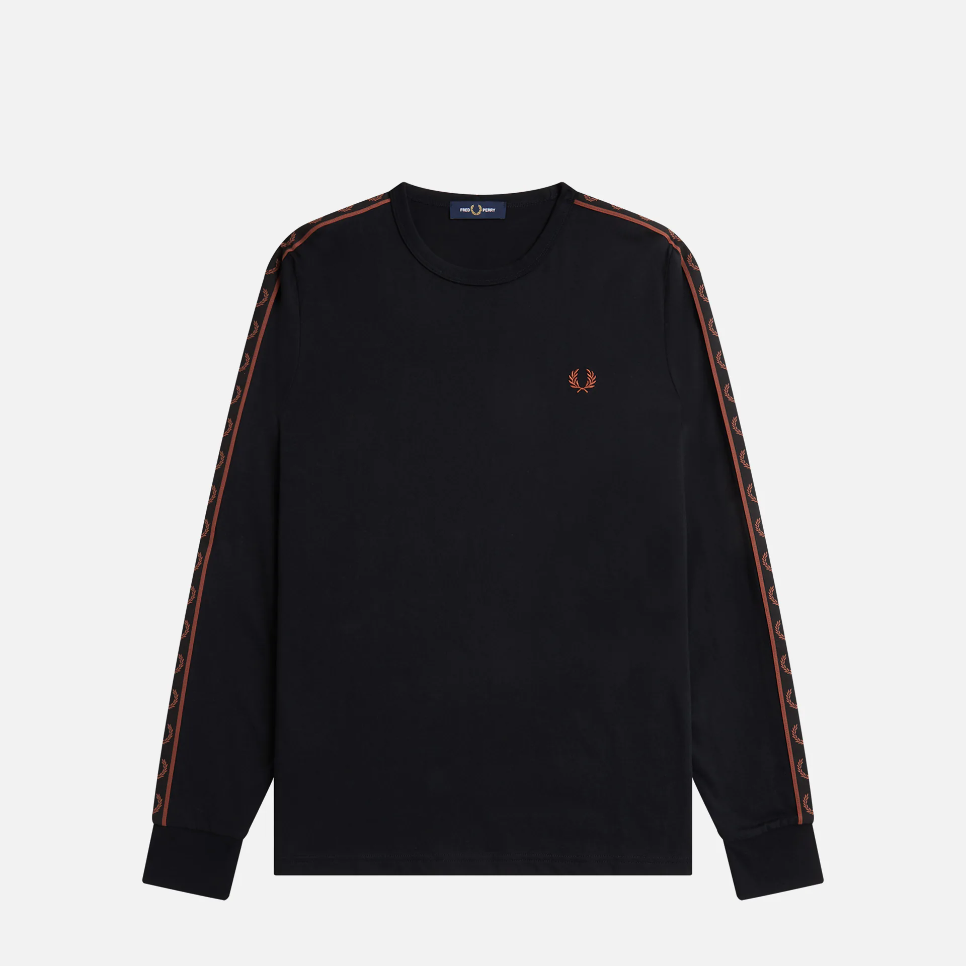 Fred Perry Laurel Taped Longsleeve Black/Whiskey Brown