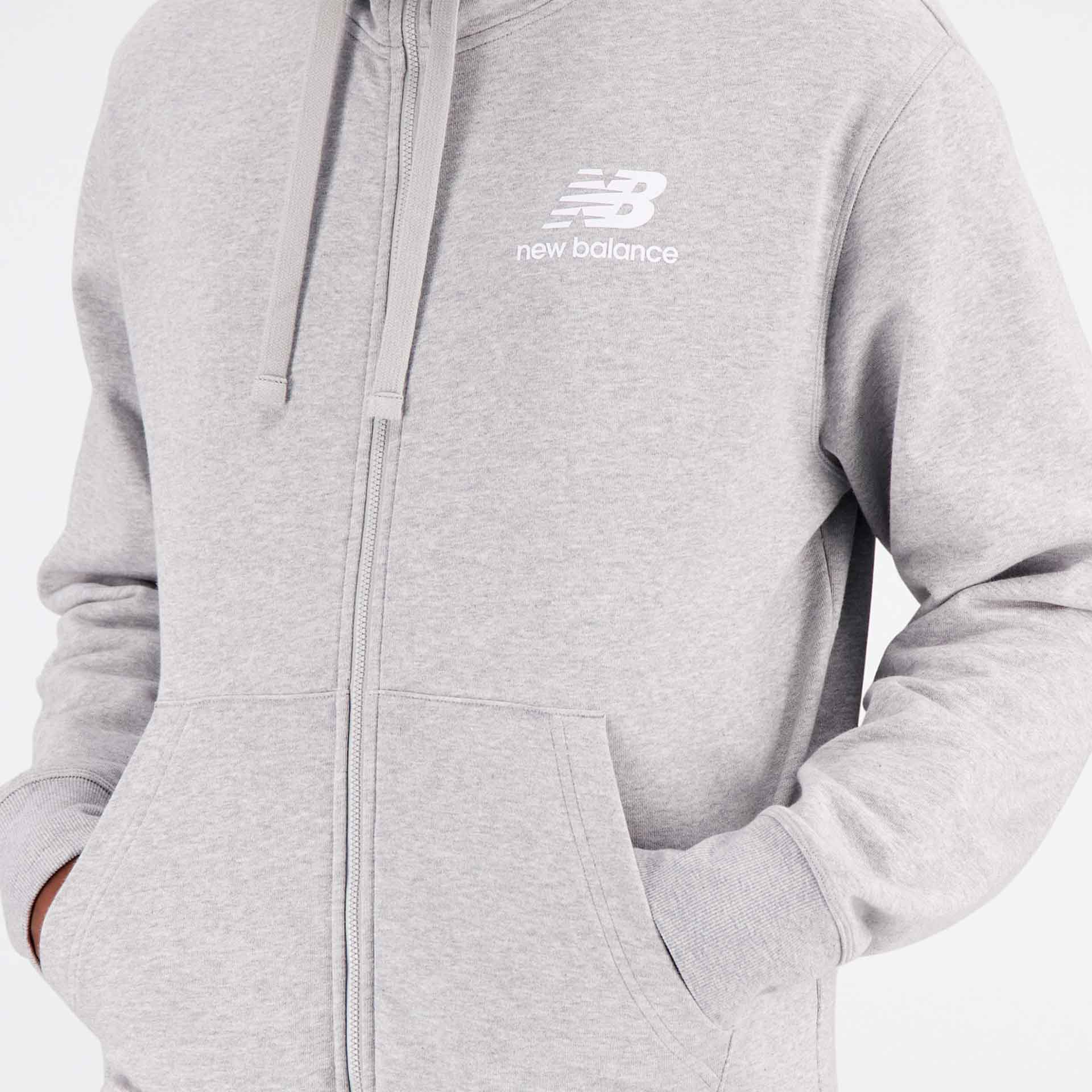 New Balance Essentials Stacked Logo French Terry Zip Hoody Athletic Grey