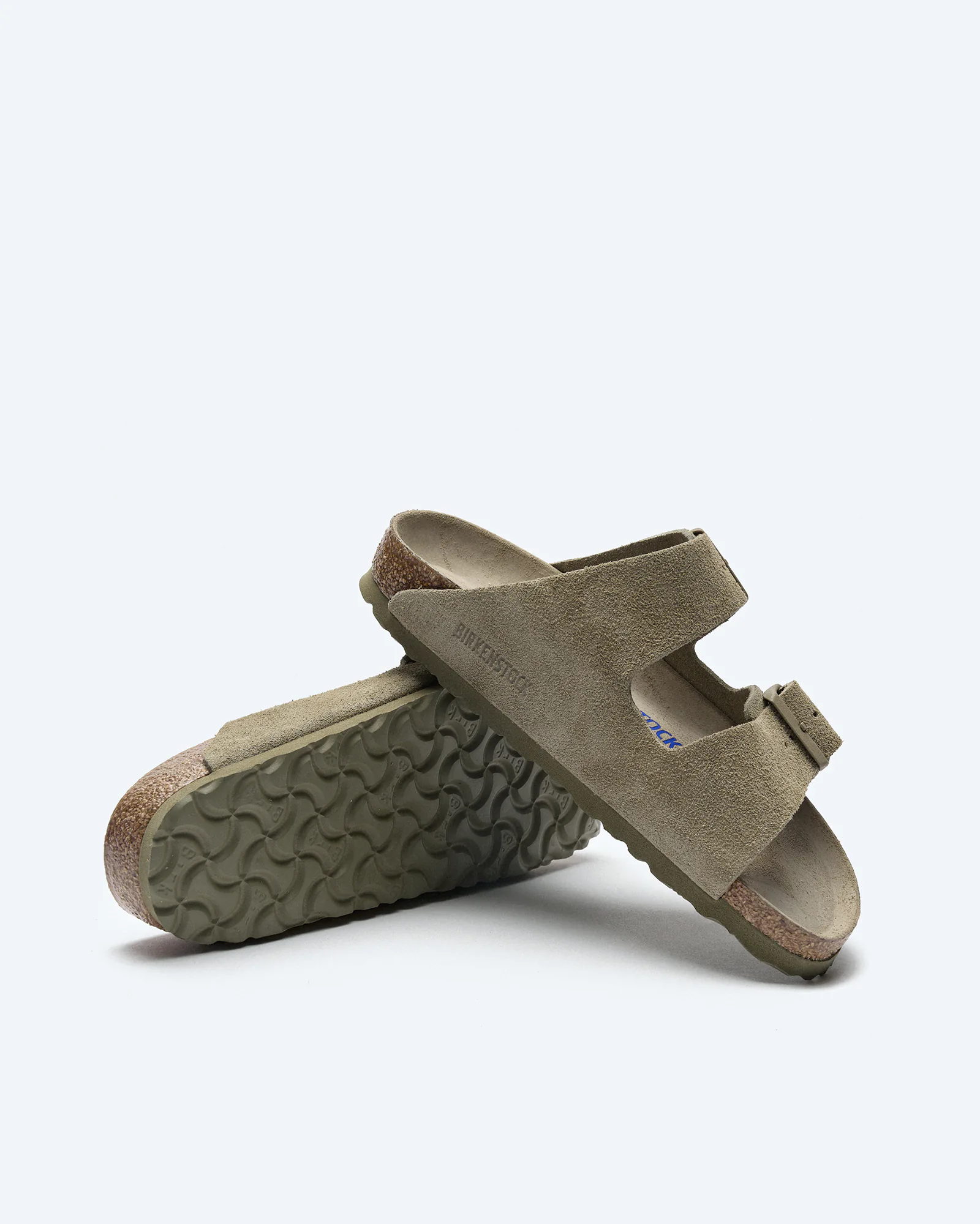 Birkenstock Women Arizona Suede Leather Sandals Narrow Faded Khaki