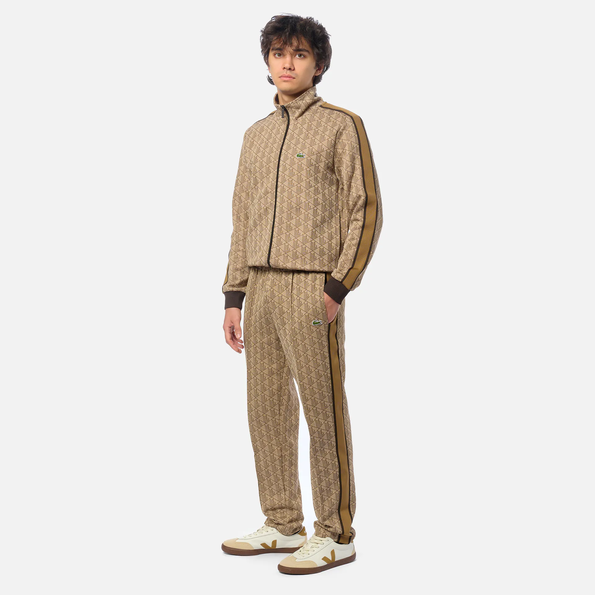 Lacoste Paris Monogram Jacquard Track Pants Croissant/Cookie/Port