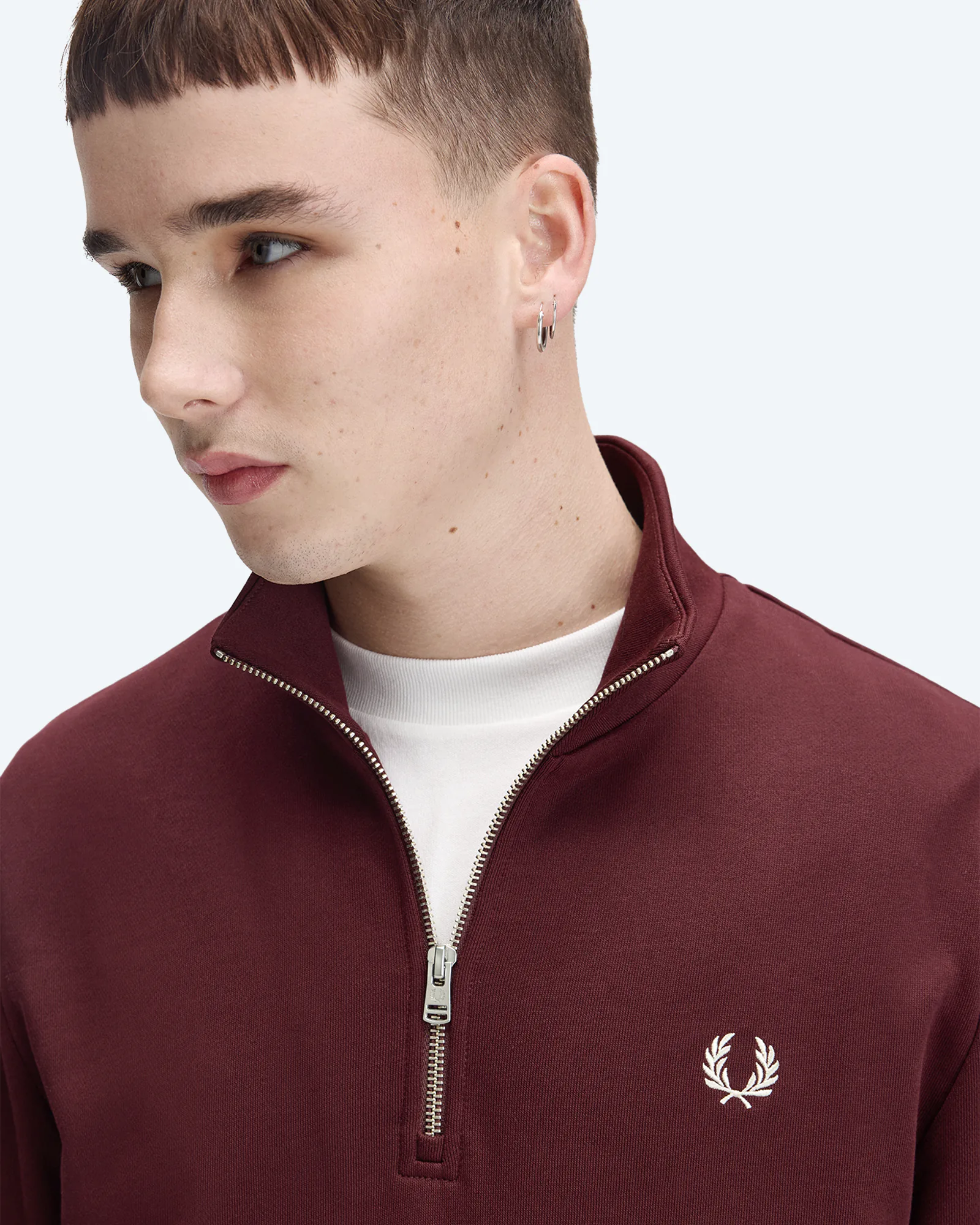 Half Zip Sweatshirt Oxblood/Ecru