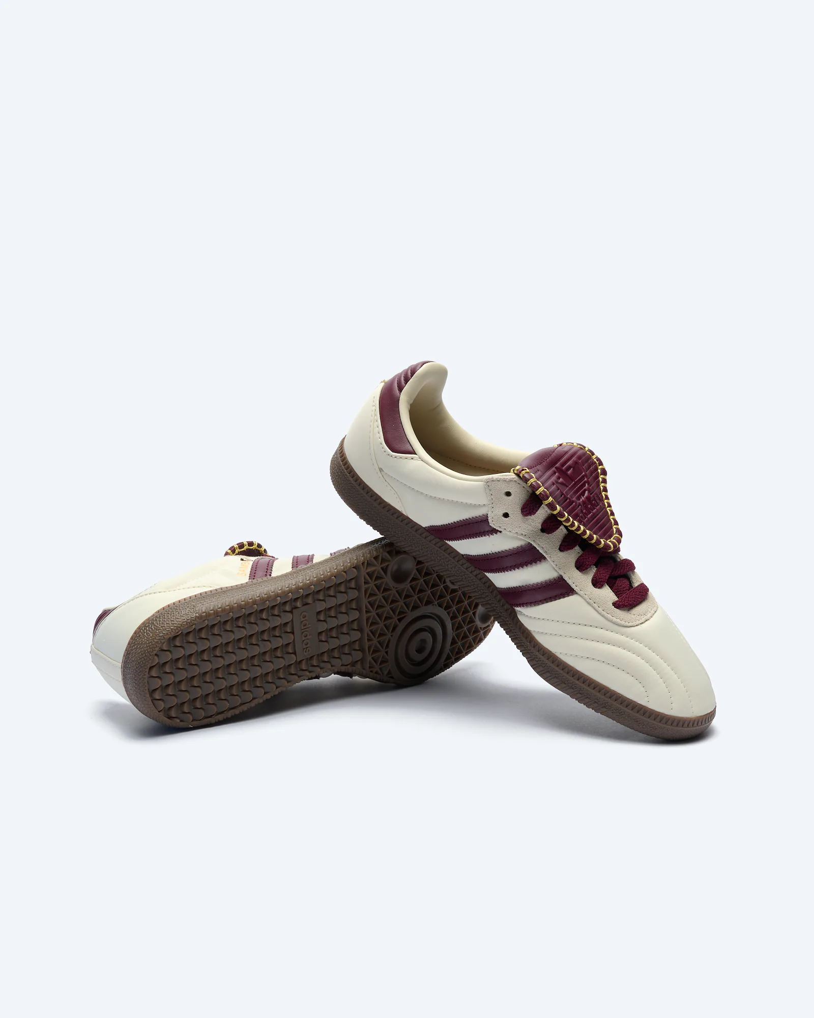 adidas Originals Samba Long Tongue Sneaker Cream White/Maroon/Gold Metallic
