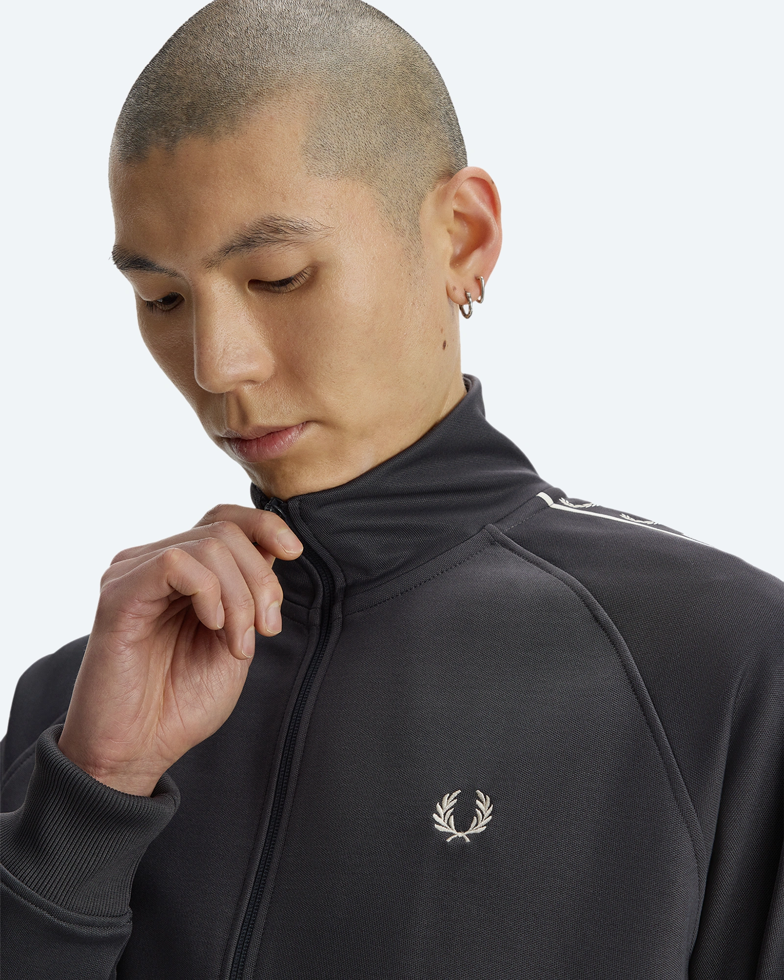 Contrast Tape Track Jacket Anchor Grey