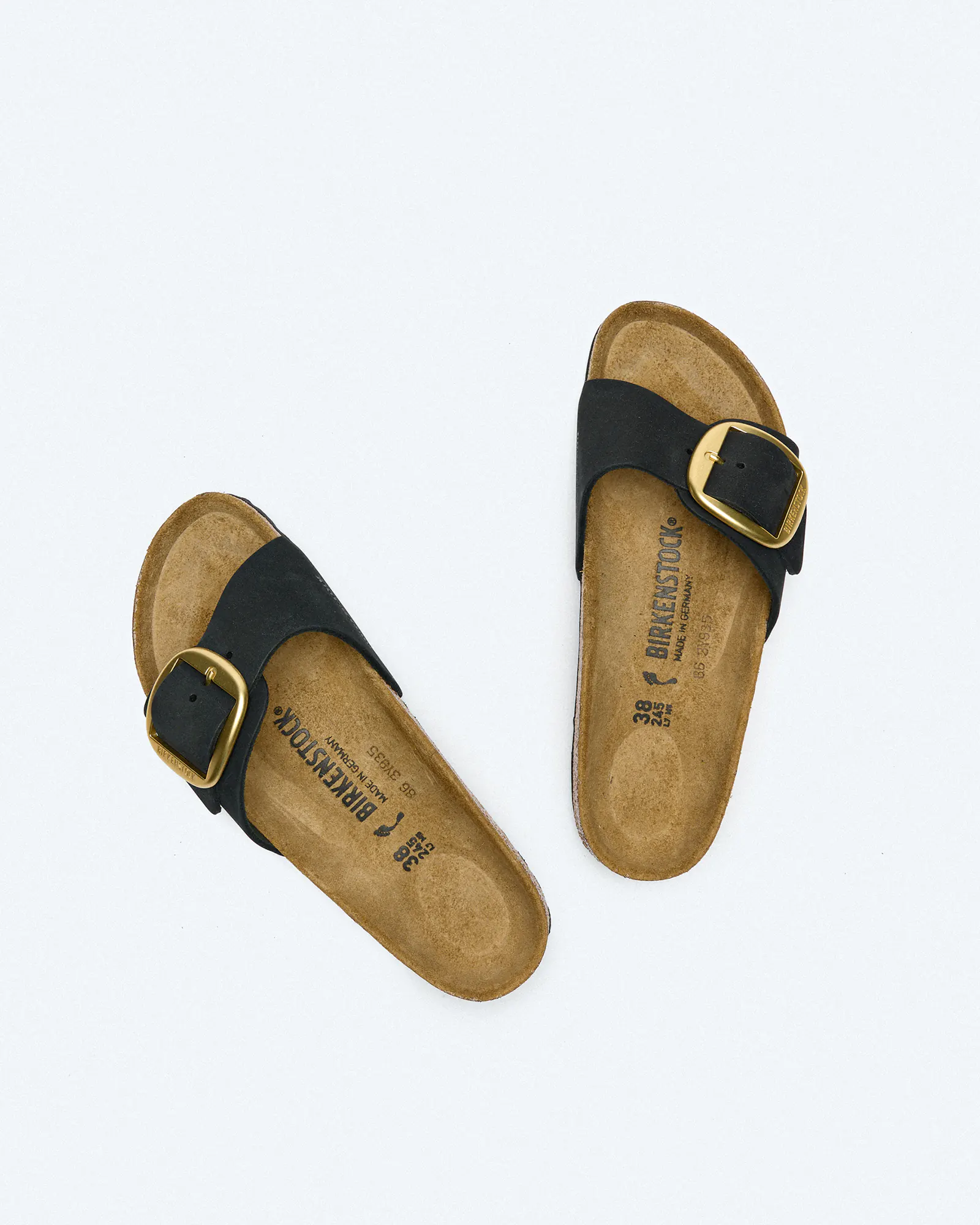 Birkenstock Madrid Big Buckle Nubuk Leather (Narrow Fit) Sandals Black Birkenstock Madrid Big Buckle Nubuk Leather (Narrow Fit) Sandals Black