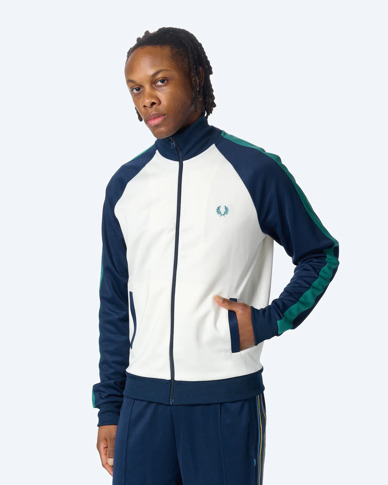 Fred Perry Contrast Sleeve Track Jacket Snow White