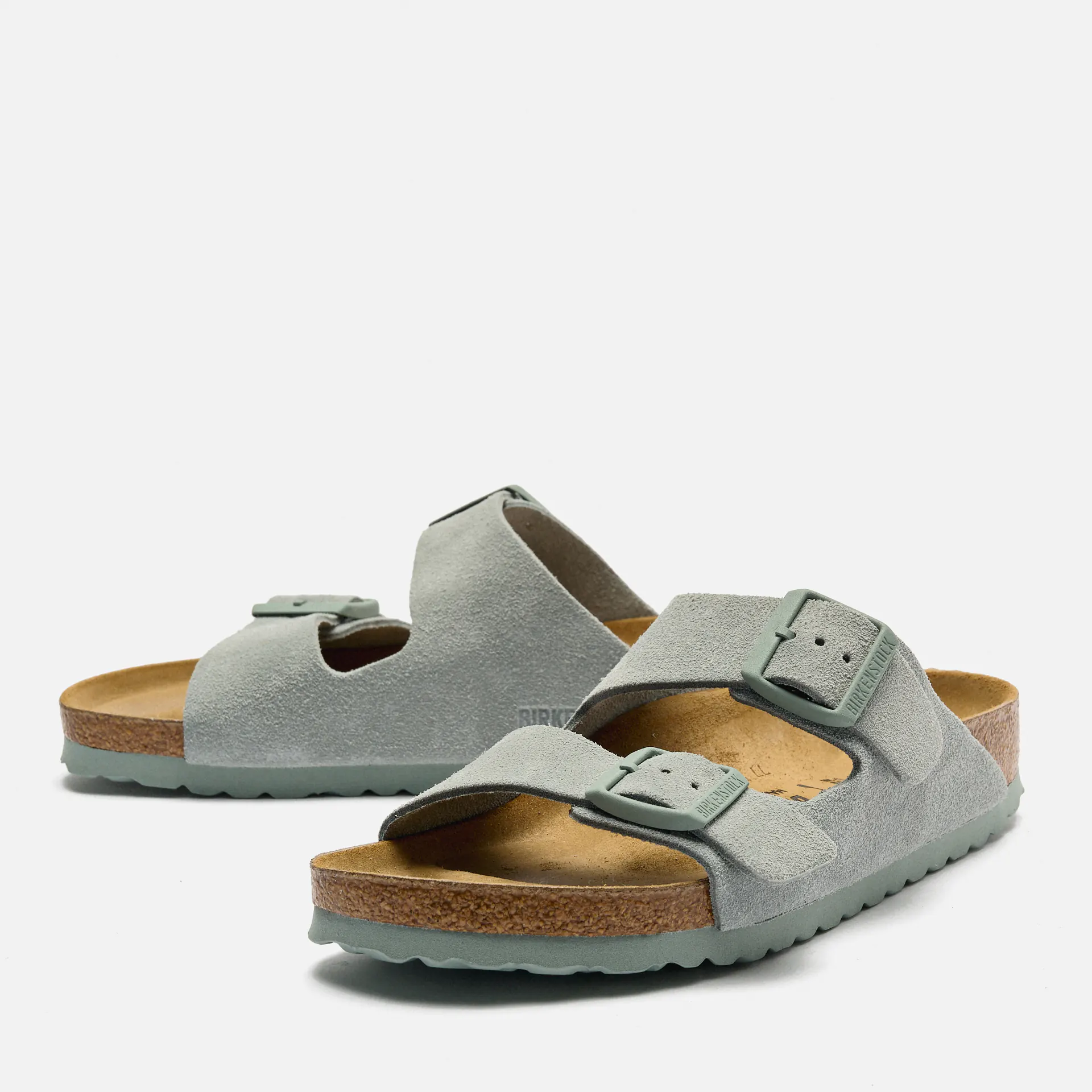 Birkenstock Arizona Suede Leather Narrow Sandals Pure Sage