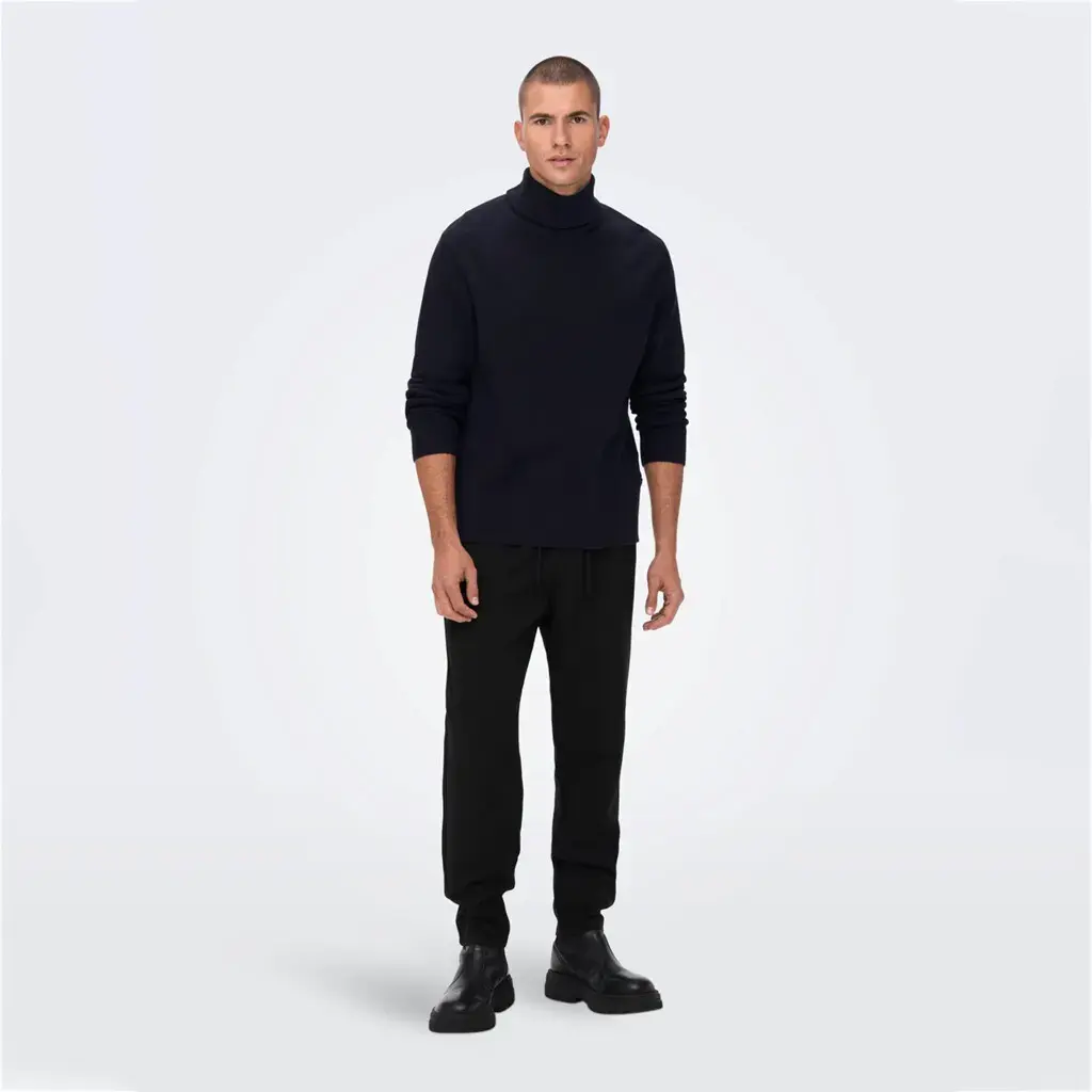 Only & Sons onsPhil REG 12 Knitted Structure Roll Neck Pullover Dark Navy