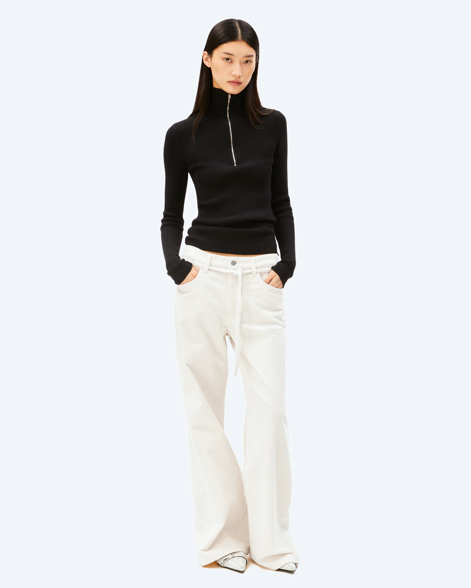 Cotton Knit Troyer Black