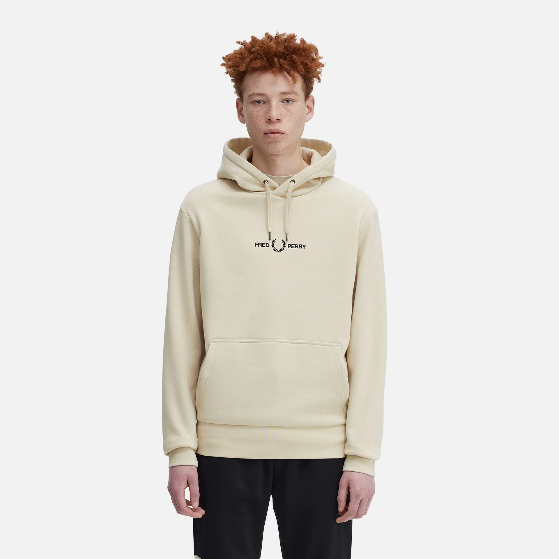 Fred Perry Front Back Graphic Hoodie Oatmeal