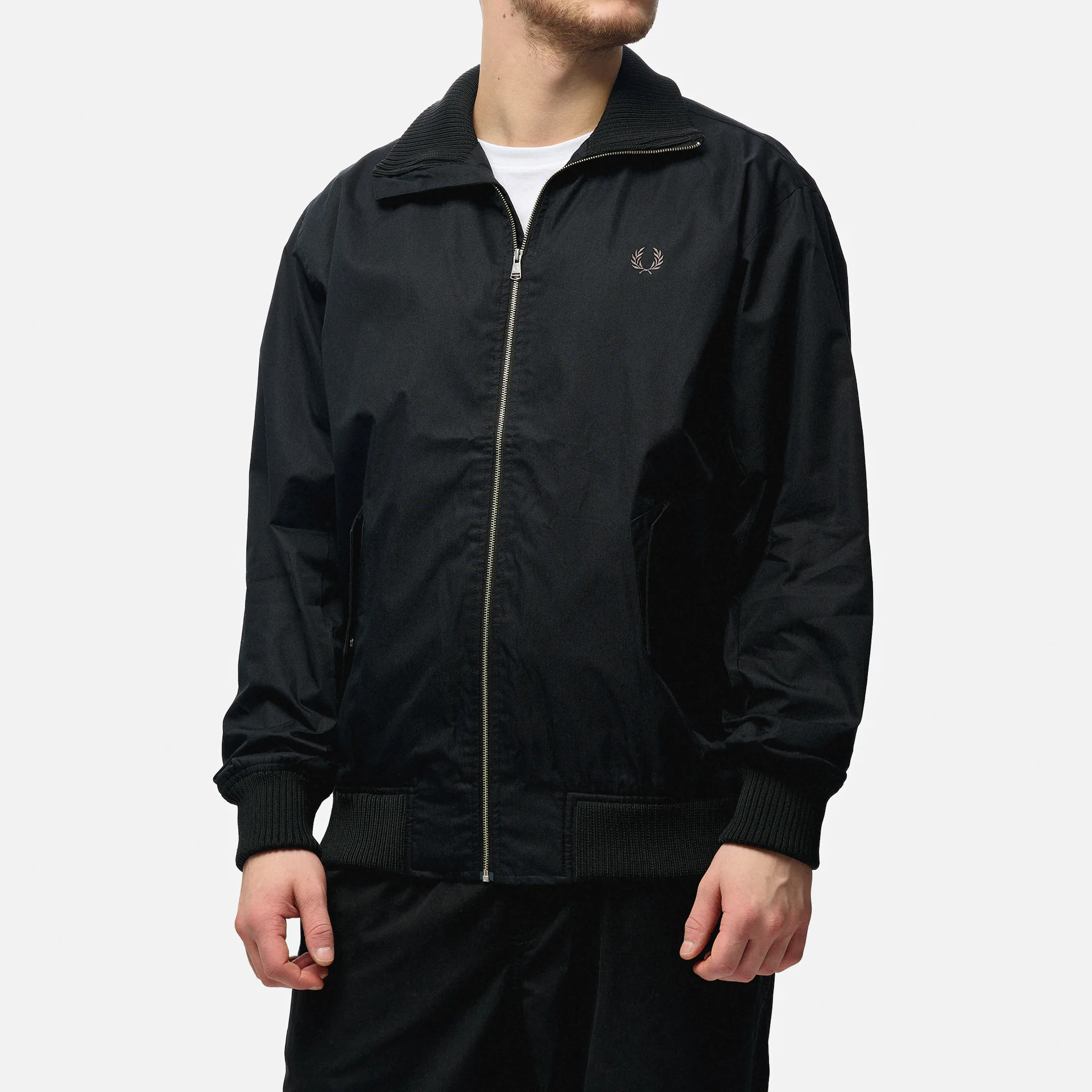 Fred Perry Knitted Rip Tennis Bomber Jacket Black