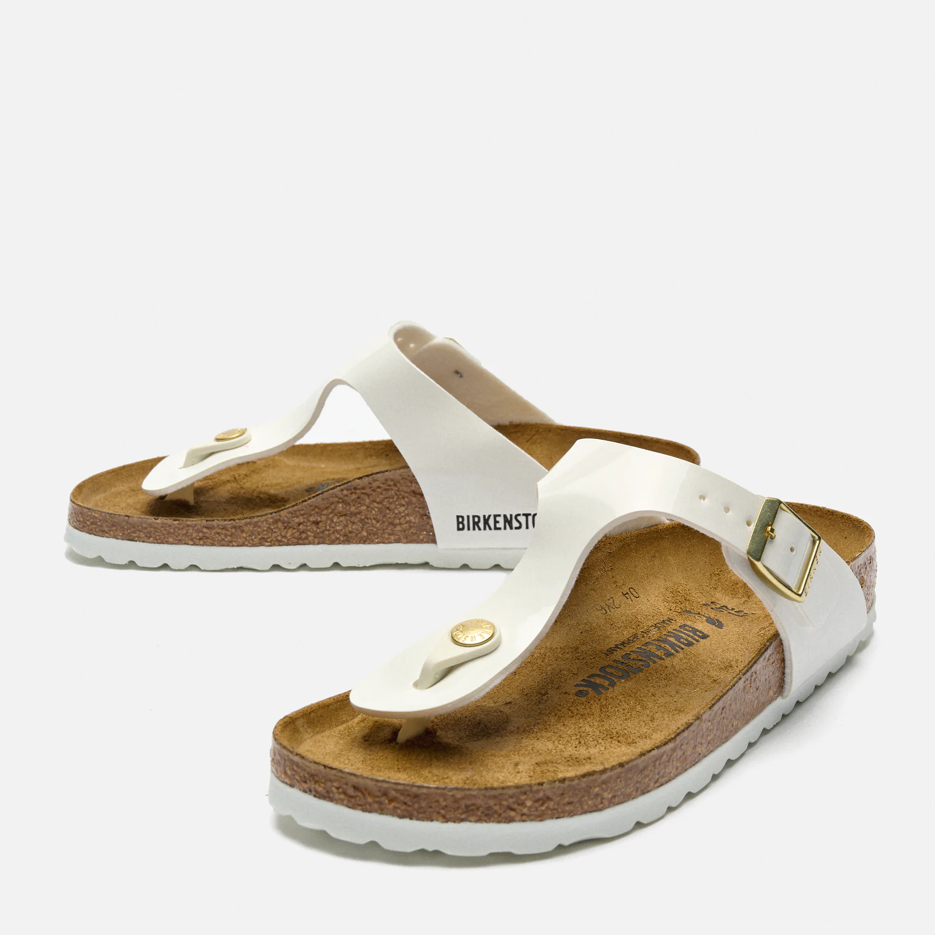 Birkenstock Gizeh Birko-Flor Sandals Patent White