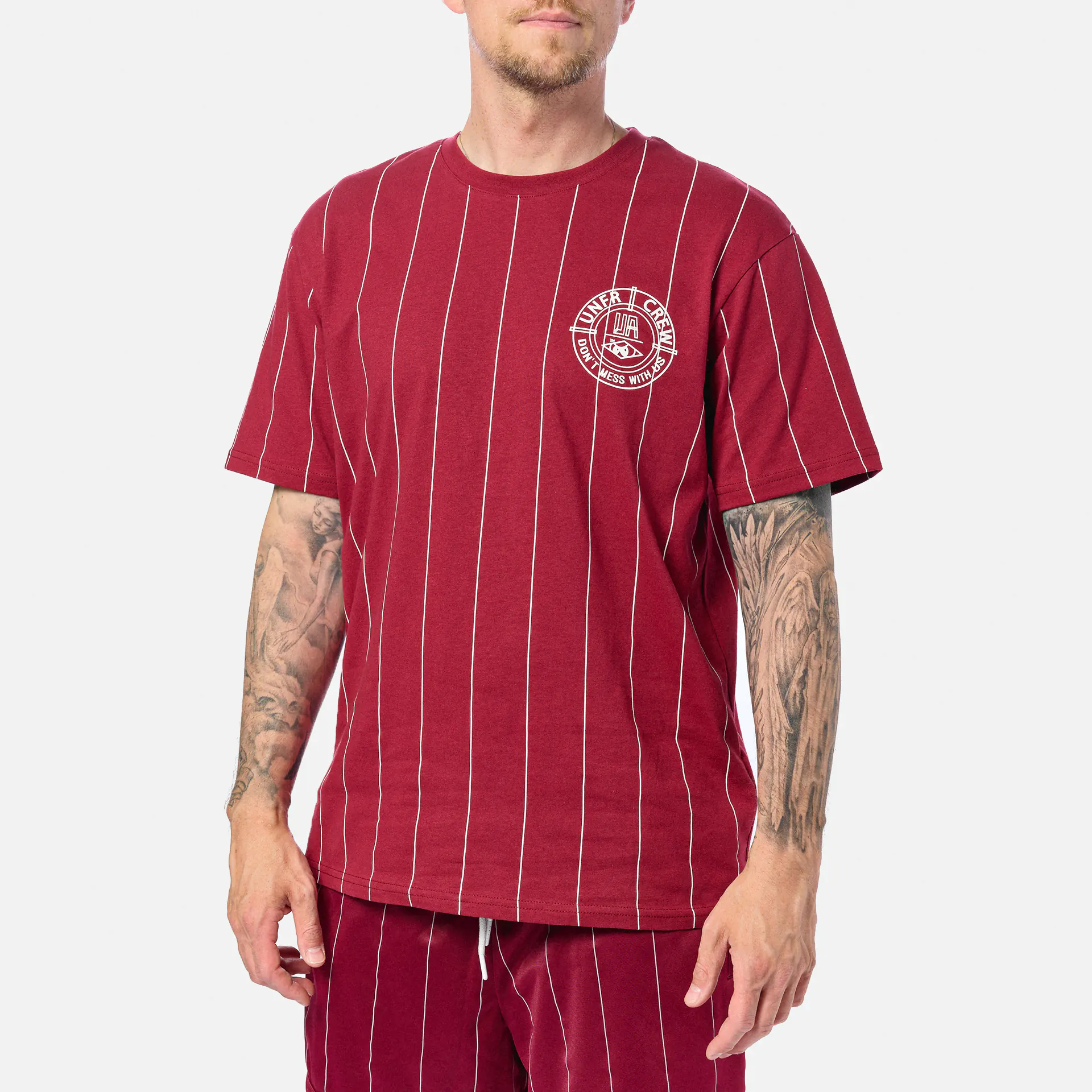 Unfair Athletics DMWU BP T-Shirt Pinstripes Burgundy