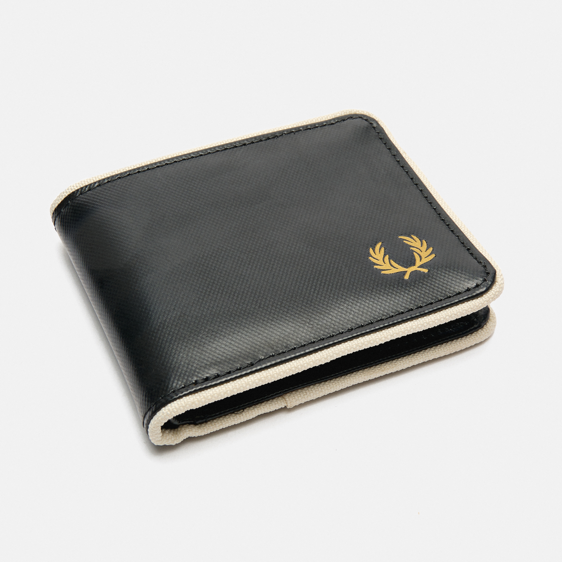Fred Perry Coated Polyester Billfold Wallet Black/Ecru