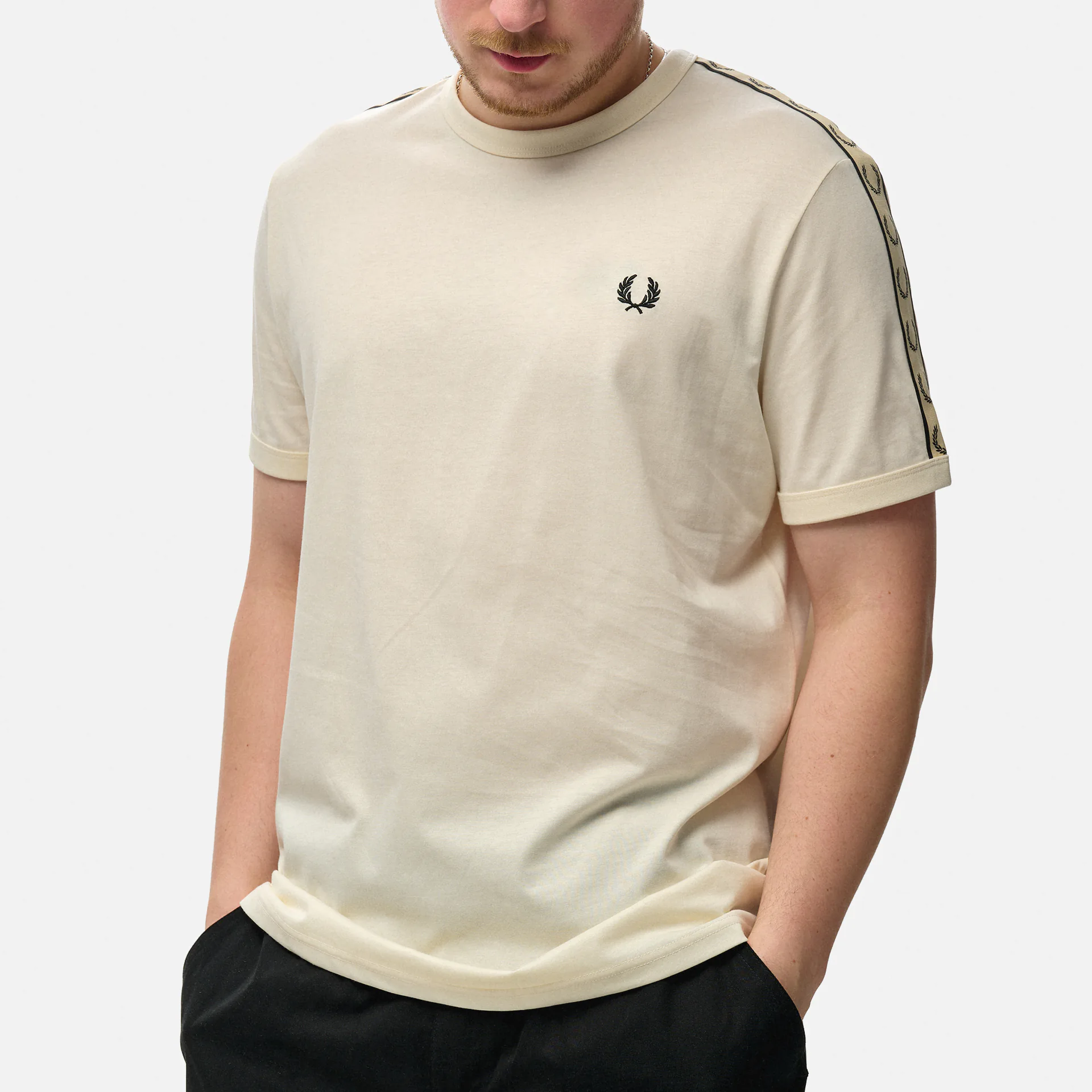 Fred Perry Contrast Tape Ringer T-Shirt Ecru/Black