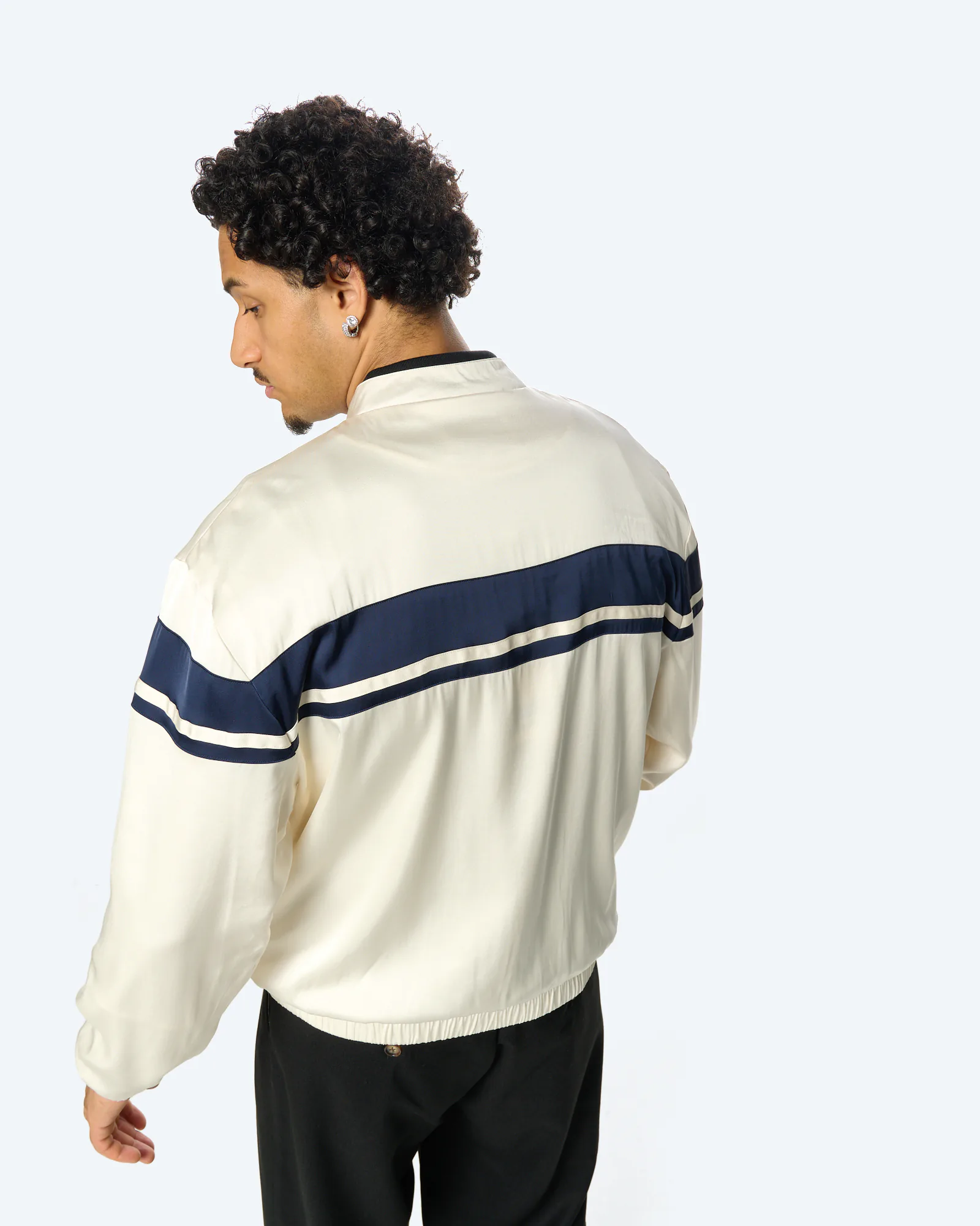 Young Line Rayon Track Jacket Gardenia/Navy