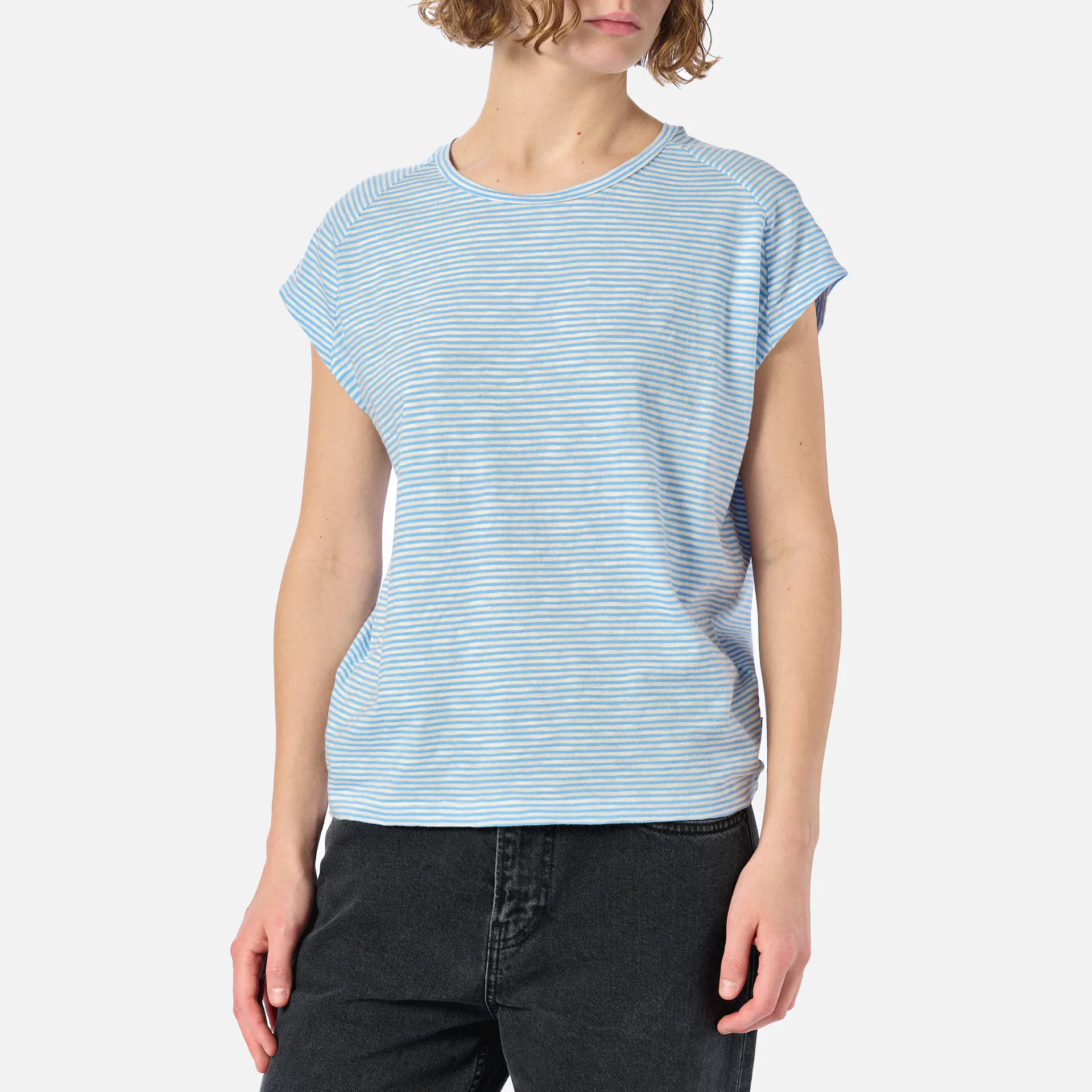 ARMEDANGELS ONELIAA LOVELY STRIPES T-Shirt Oatmilk/Silky Blue