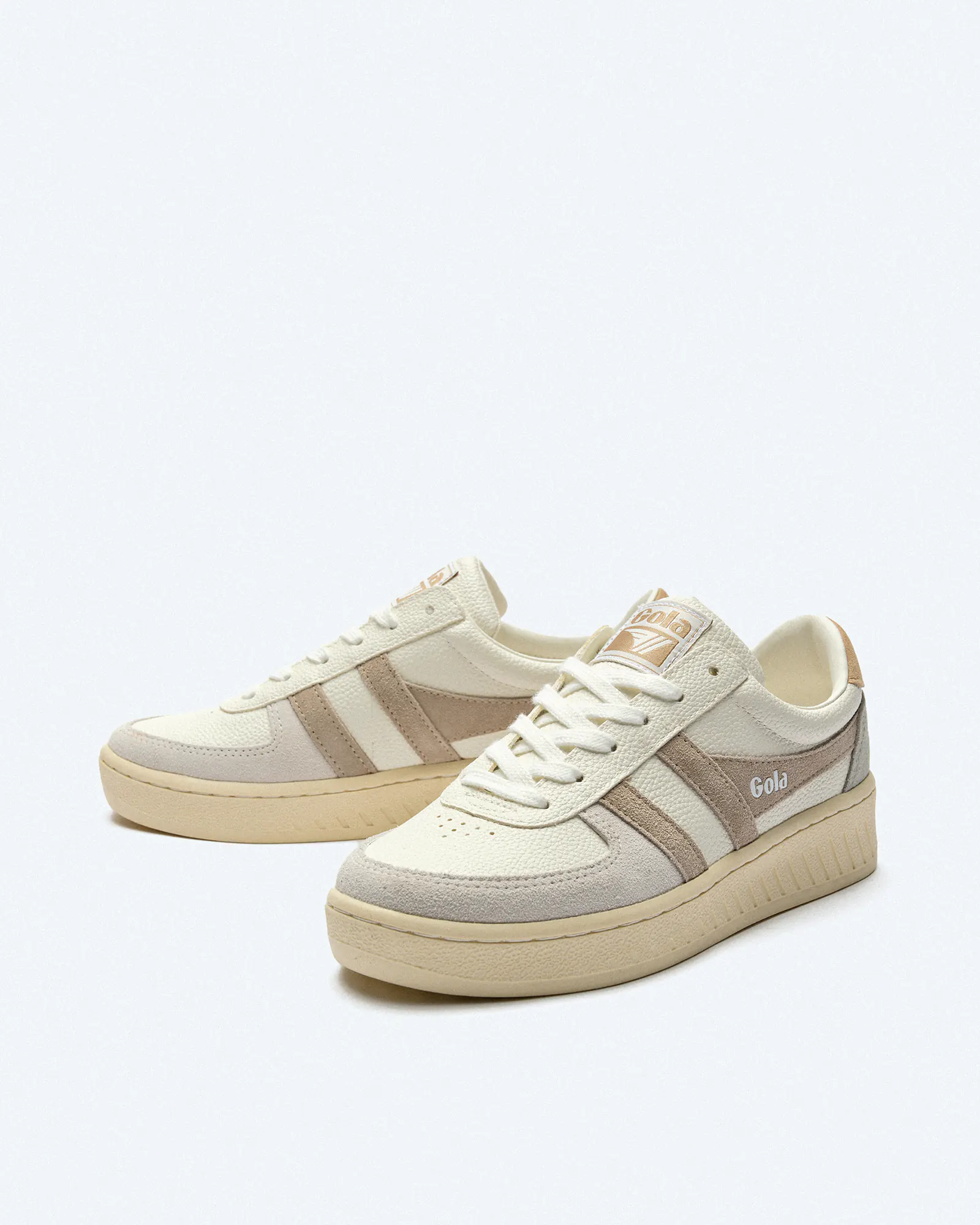 Gola Grandslam Trident Sneaker White/Feather Grey/Oat Gola Grandslam Trident Sneaker White/Feather Grey/Oat