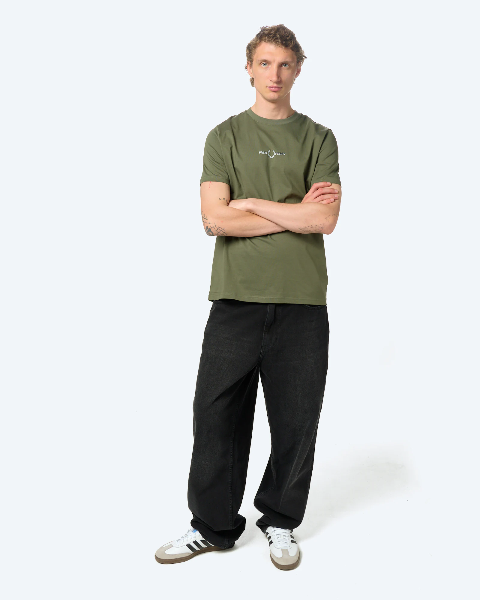 Fred Perry Embroidered T-Shirt Laurel Wreath Green 