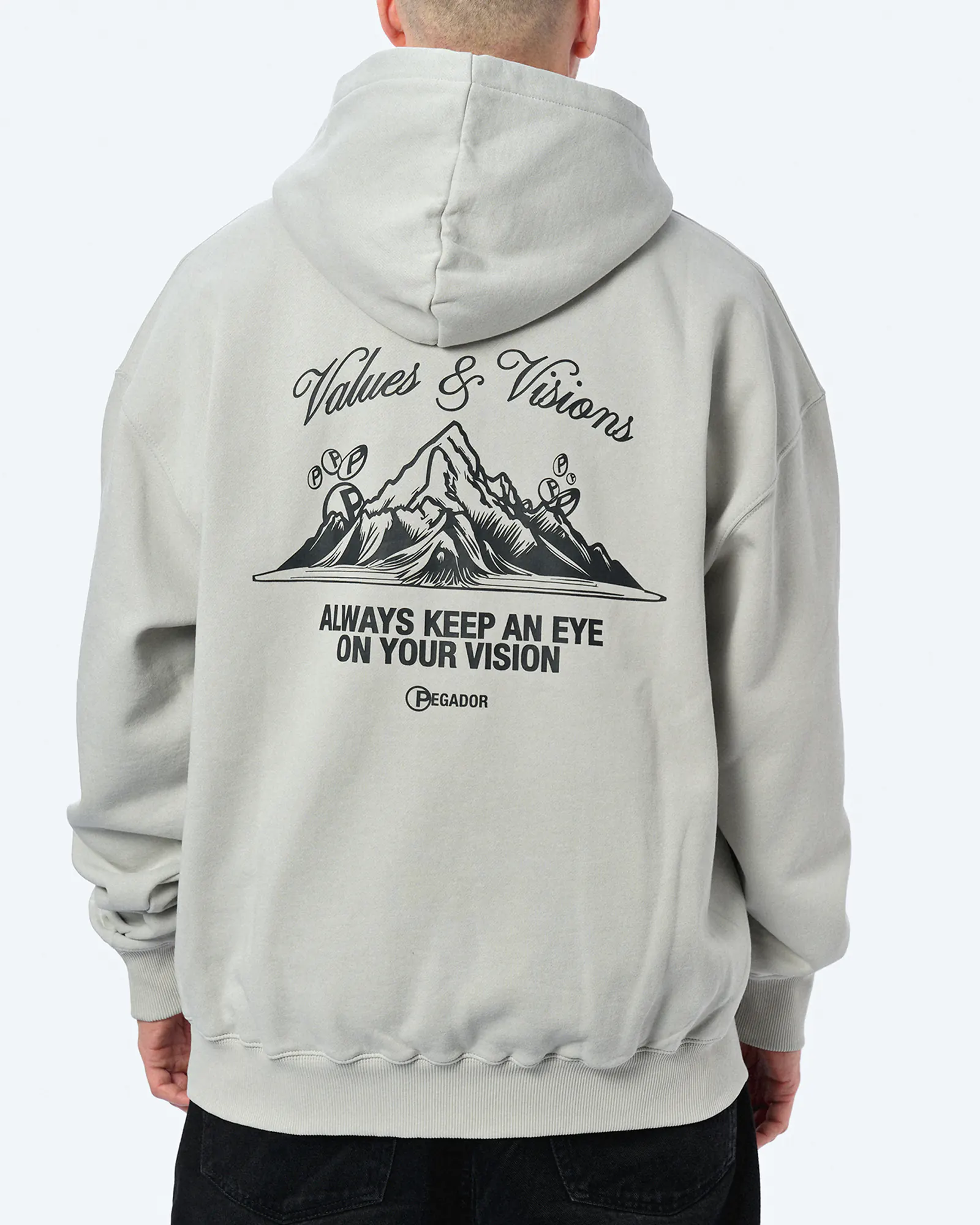 PEGADOR Hyde Oversized Hoodie Washed Clear Grey PEGADOR Hyde Oversized Hoodie Washed Clear Grey