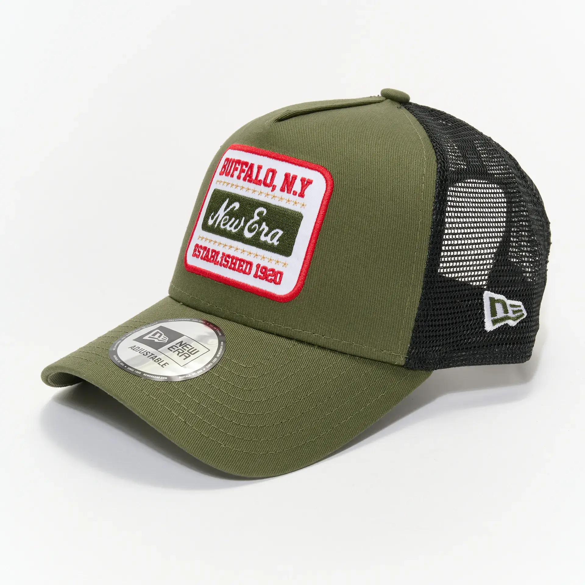 New Era State Patch 9Forty Trucker Cap New Olive/Scarlett