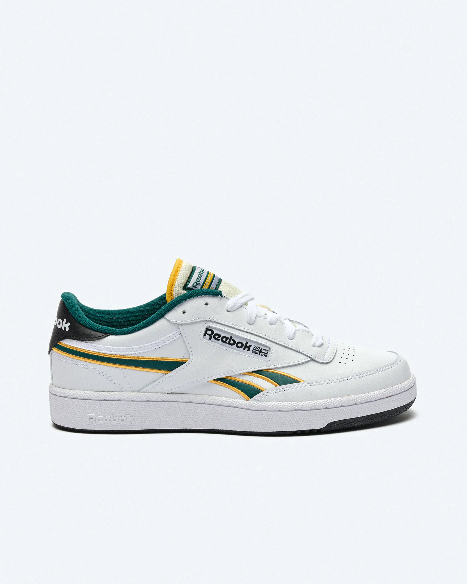 Reebok Club C Revenge Sneaker White/Fierce Gold/Collegiate Green Reebok Club C Revenge Sneaker White/Fierce Gold/Collegiate Green