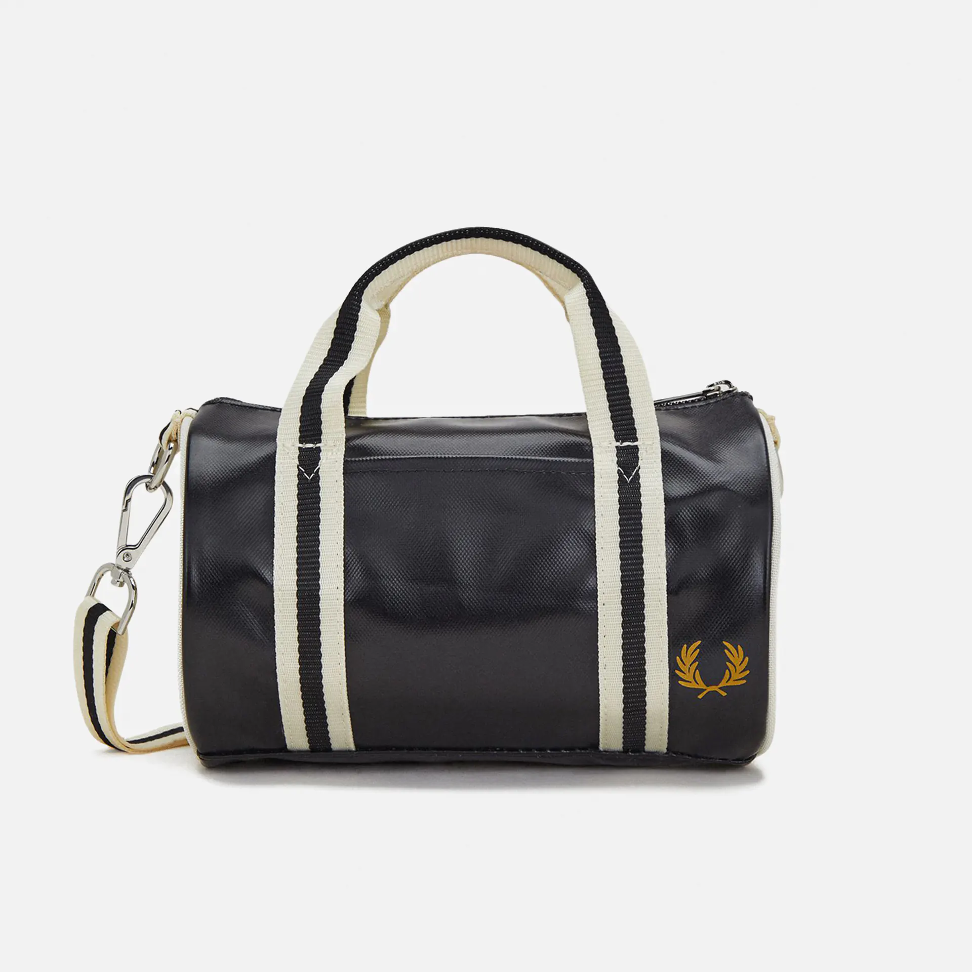 Fred Perry Classic Mini Barrel Bag Black/Ecru Fred Perry Classic Mini Barrel Bag Black/Ecru