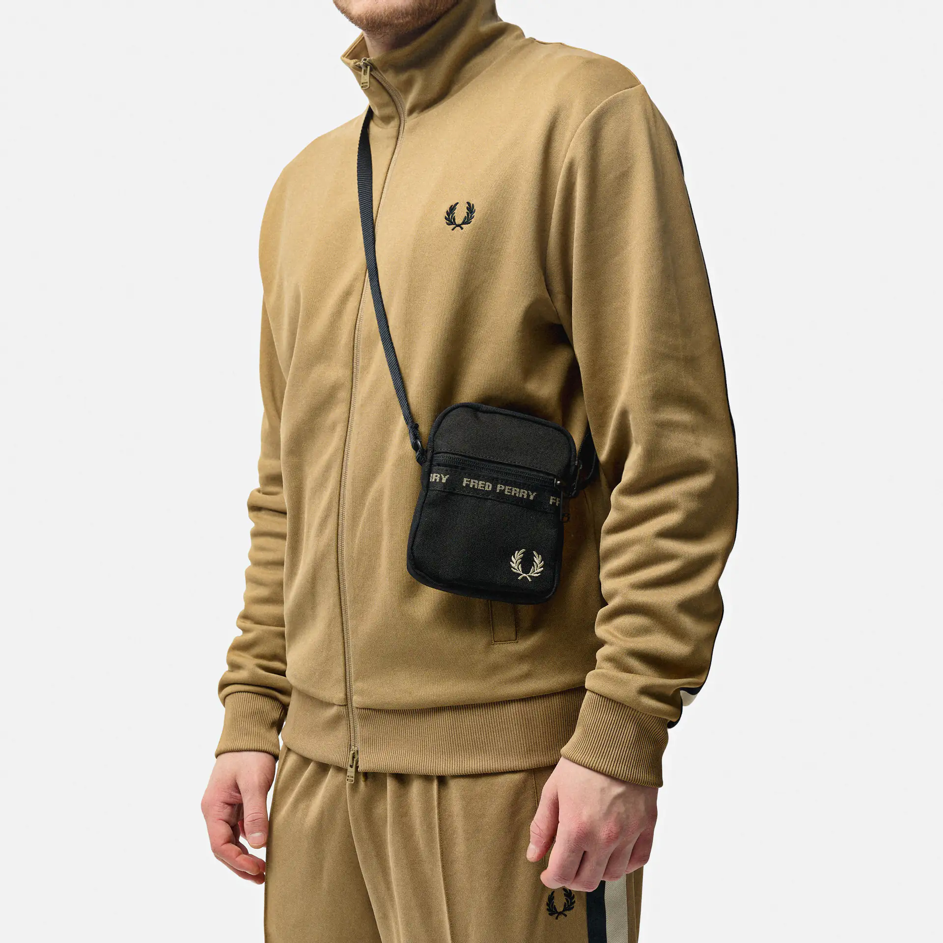 Fred Perry Taped Side Bag Black/Warm Grey