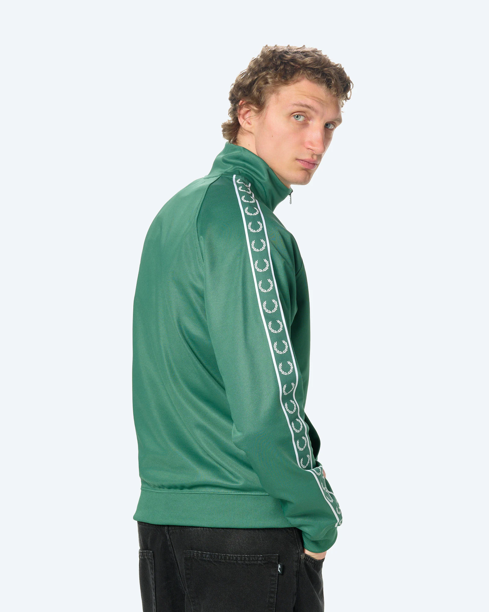 Fred Perry Contrast Tape Track Jacket Sport Green