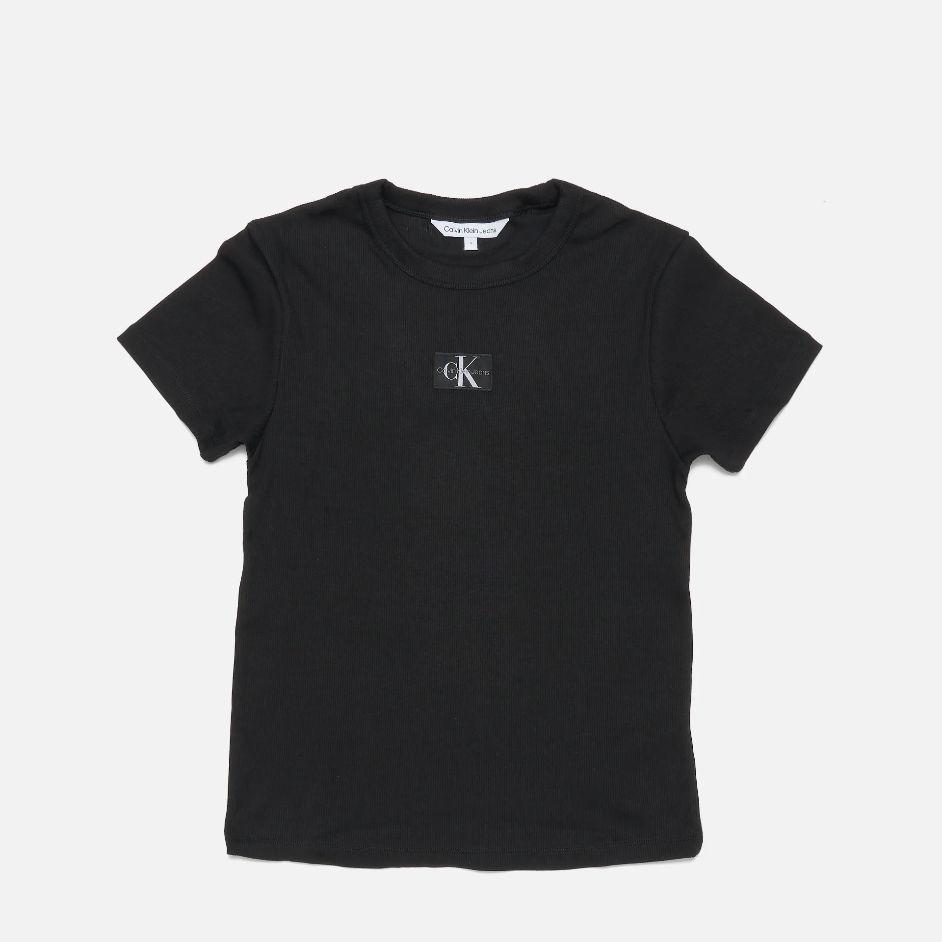 Calvin Klein Jeans Woven Label Rib Regular Tee CK Black